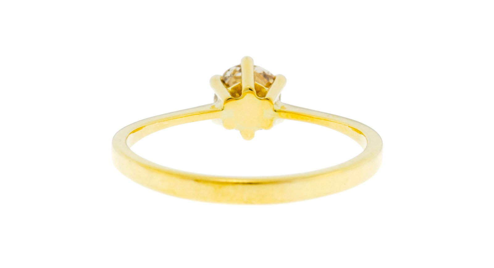 Solitaire or 750 serti d'un diamant taille ancienne (env. 0.35 ct), doigt 49-9 - 3