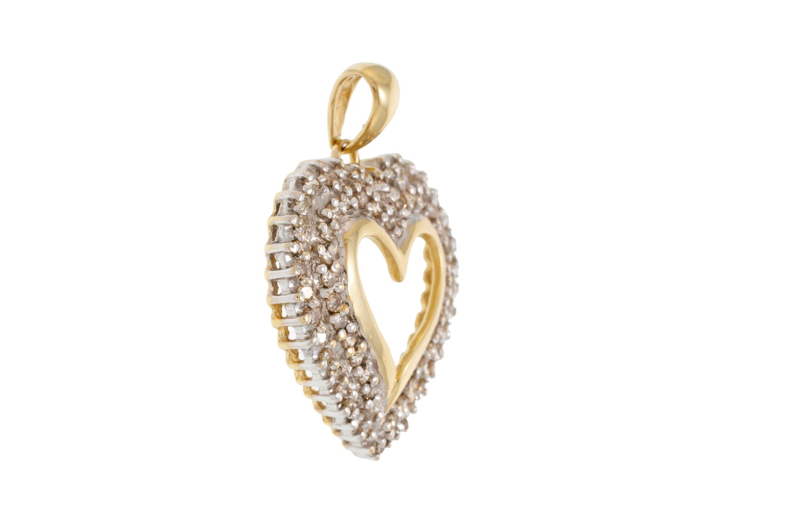 Pendentif 2 ors 585 serti de diamants taille 8/8, h. 2.7 cm - 2