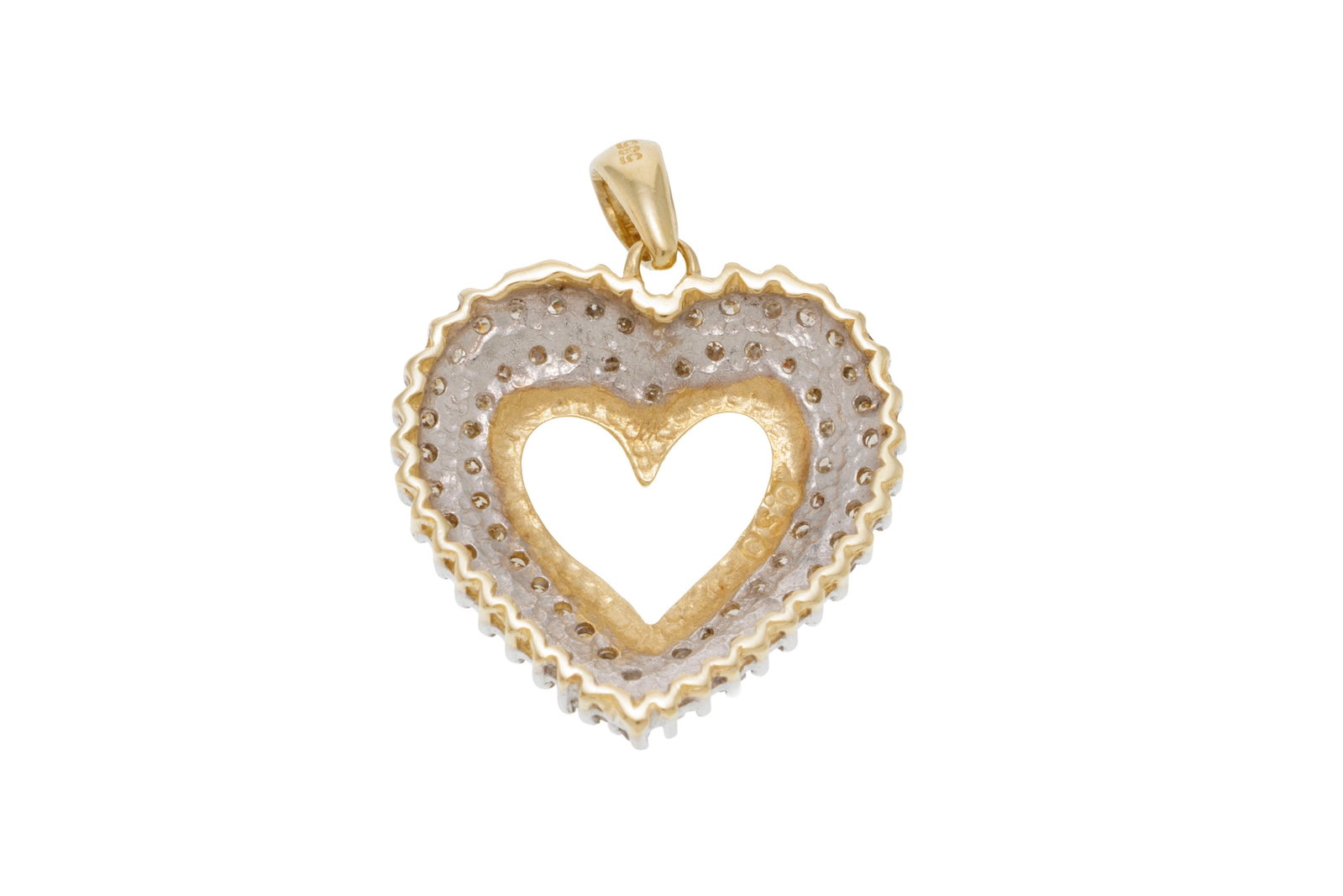 Pendentif 2 ors 585 serti de diamants taille 8/8, h. 2.7 cm - 3