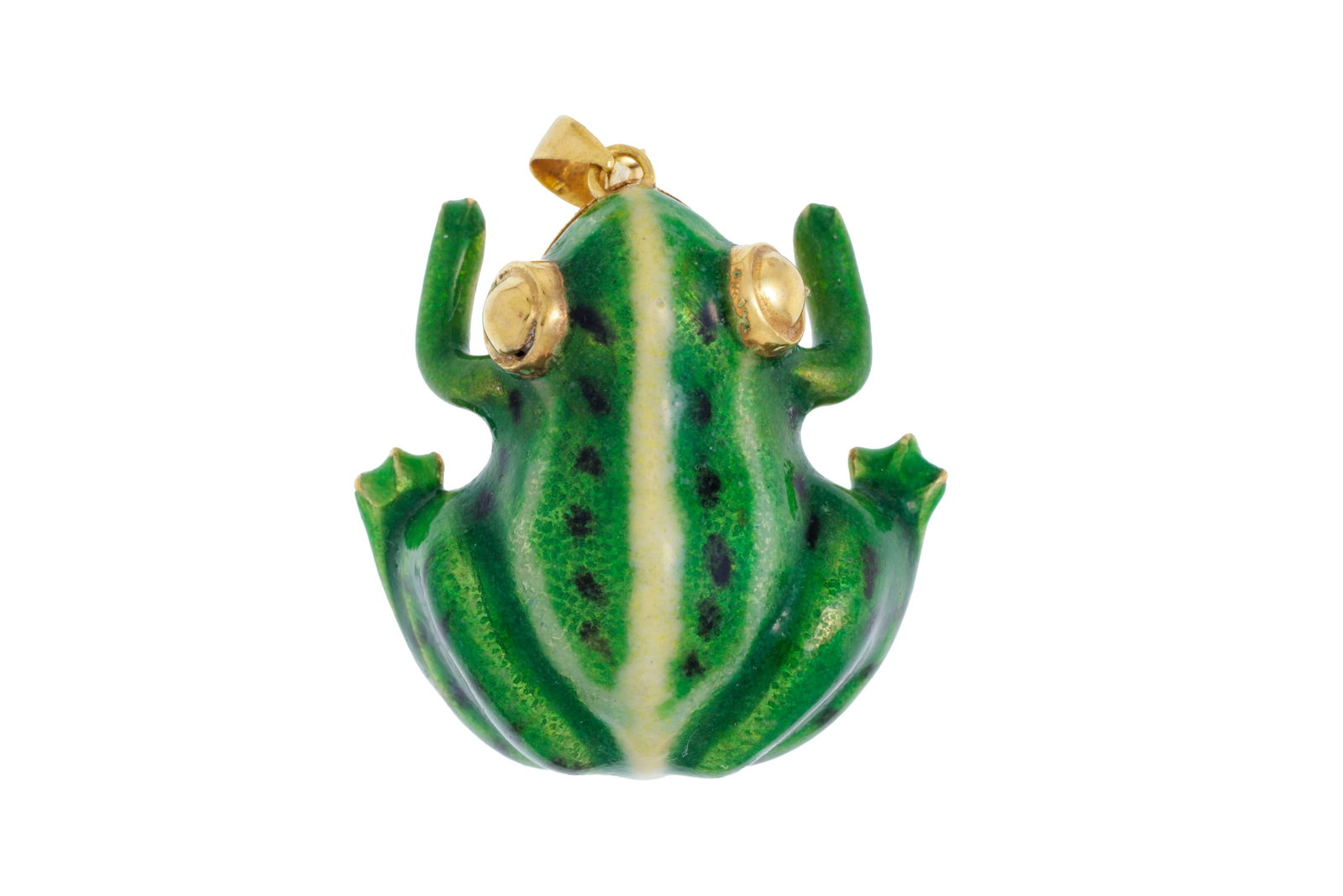 Pendentif-broche grenouille or 750 et émail polychrome au naturel, h. 2.8 cm, 7g (1 of 4)