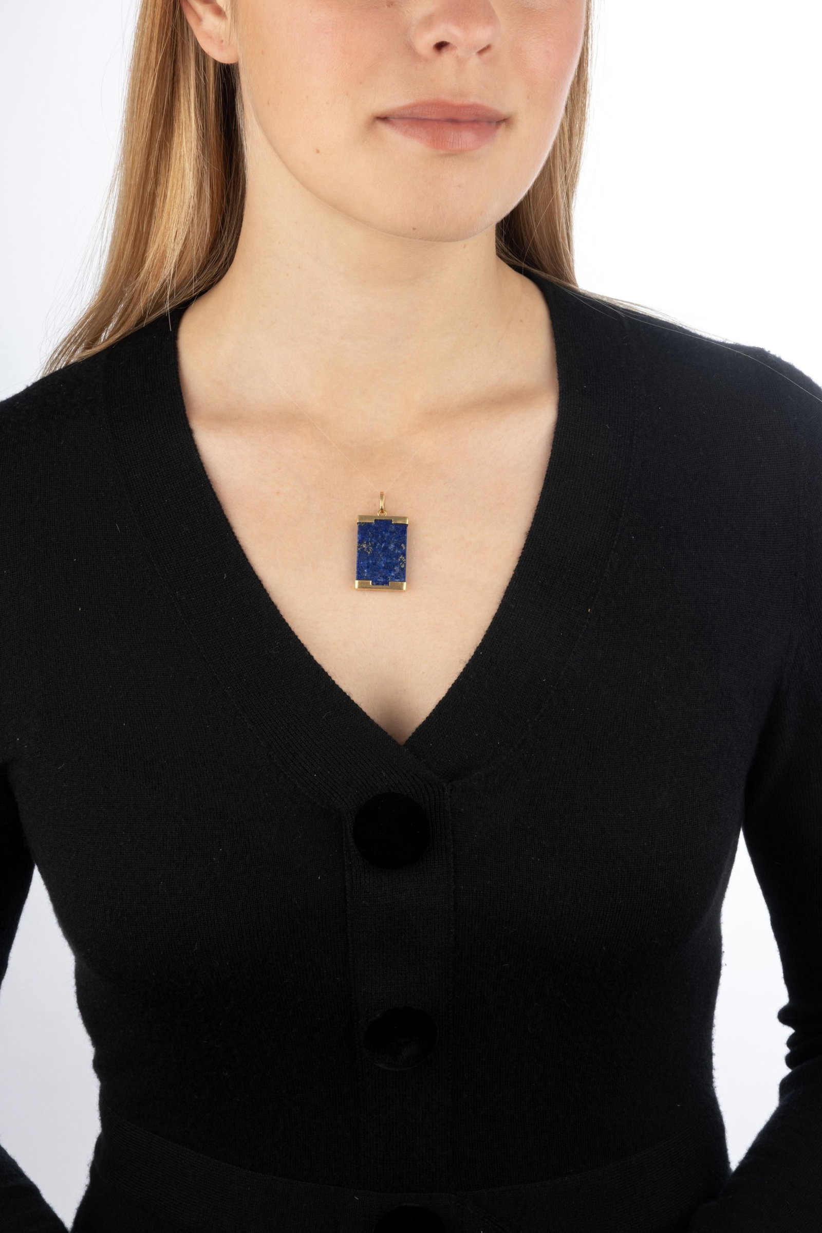Pendentif or 750 retenant une plaque de lapis-lazuli, h. 4 cm, 8g - 4