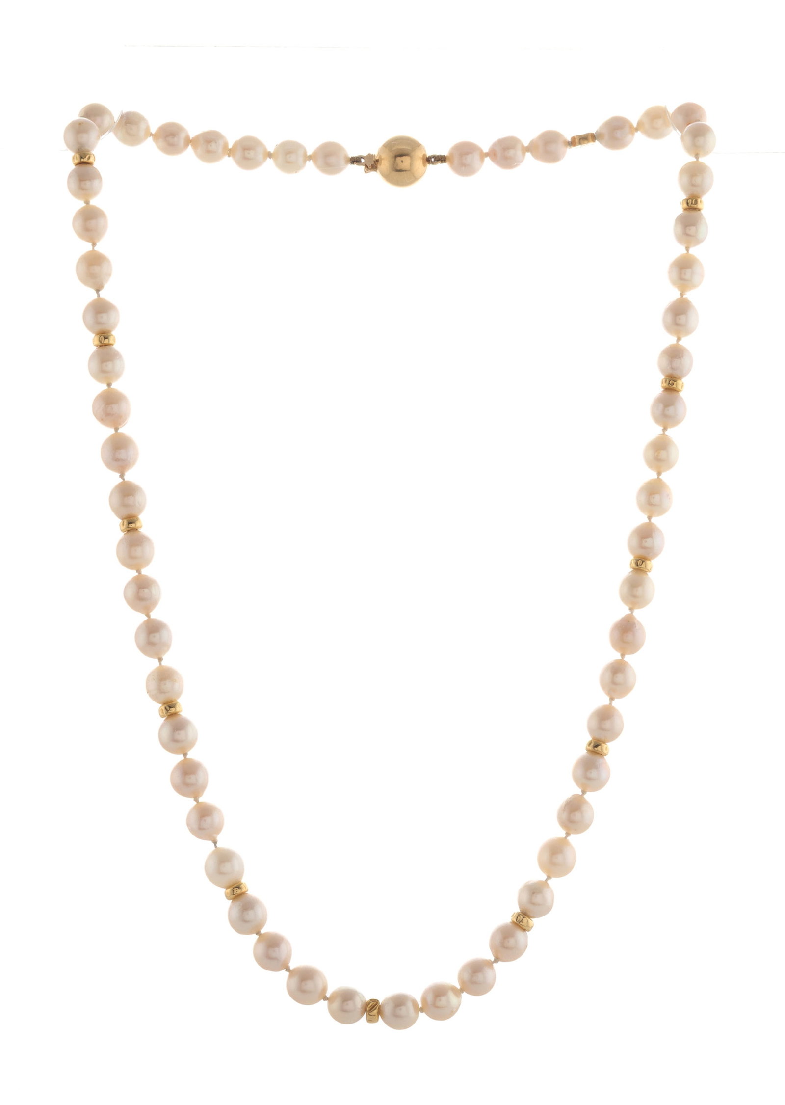 Schoeffel, collier 1 rang de perles de culture alternées d'éléments en or 750, long.  (1 of 3)