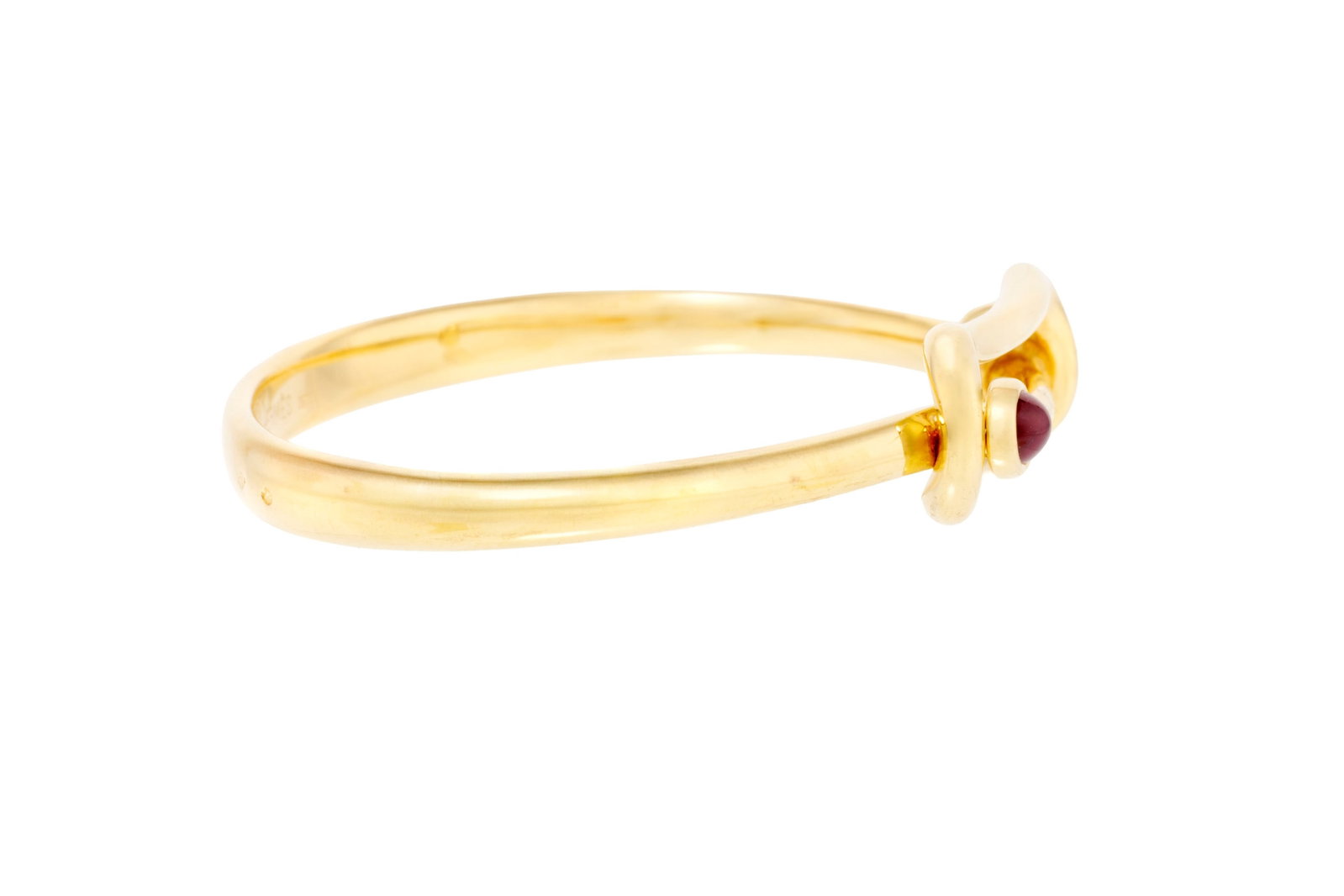 Hermès, bracelet rigide or 750 orné d'un cabochon de rubis, signé, numéroté - 2