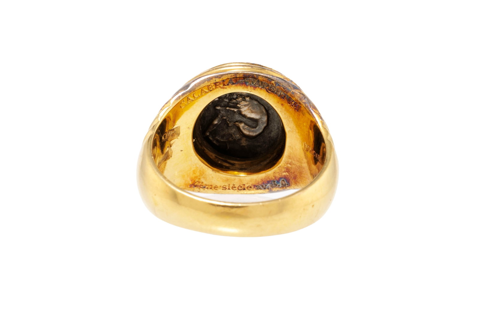Bulgari, Monete, bague or 750 godronné ornée d'un diobole de Tarentum (Calabre) en argent  - 3
