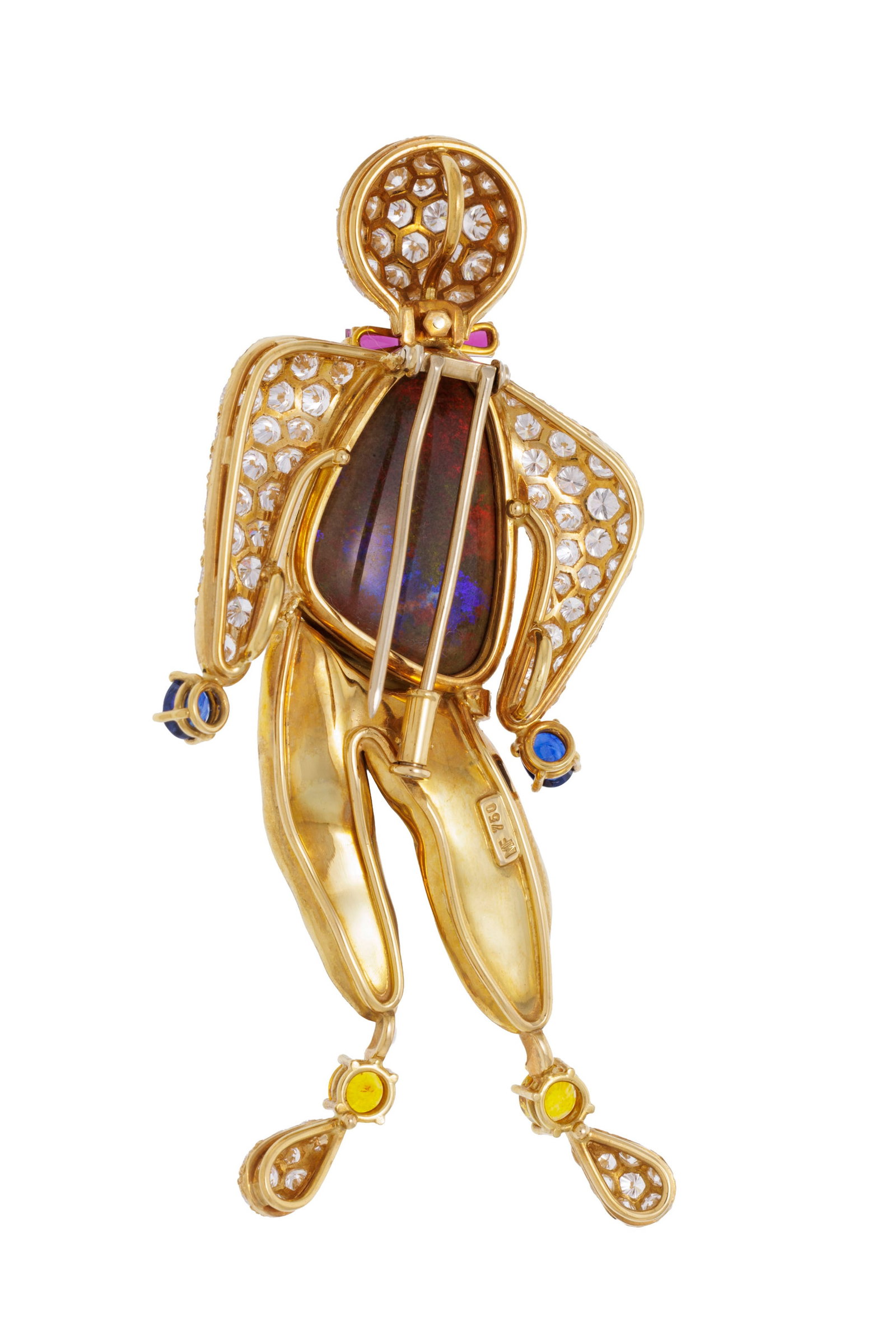 Ludwig Muller, broche or 750 stylisant un personnage formé d'une perle Keshi, d'une opale, de r - 3