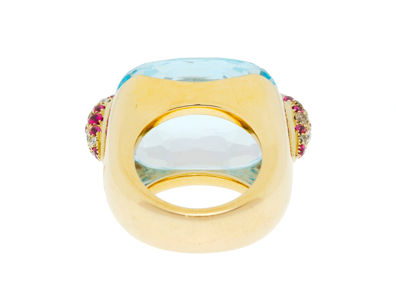 Pomellato, Pin-up, bague or 750 sertie d'une aigue-marine facettée retenue par deux griffes pav - 4