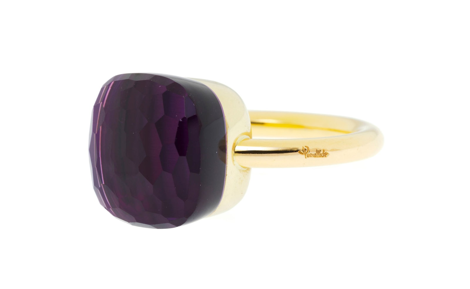 Pomellato, Nudo, bague or 750 sertie d'une améthyste facettée, signée, doigt 57-17, 1 - 2