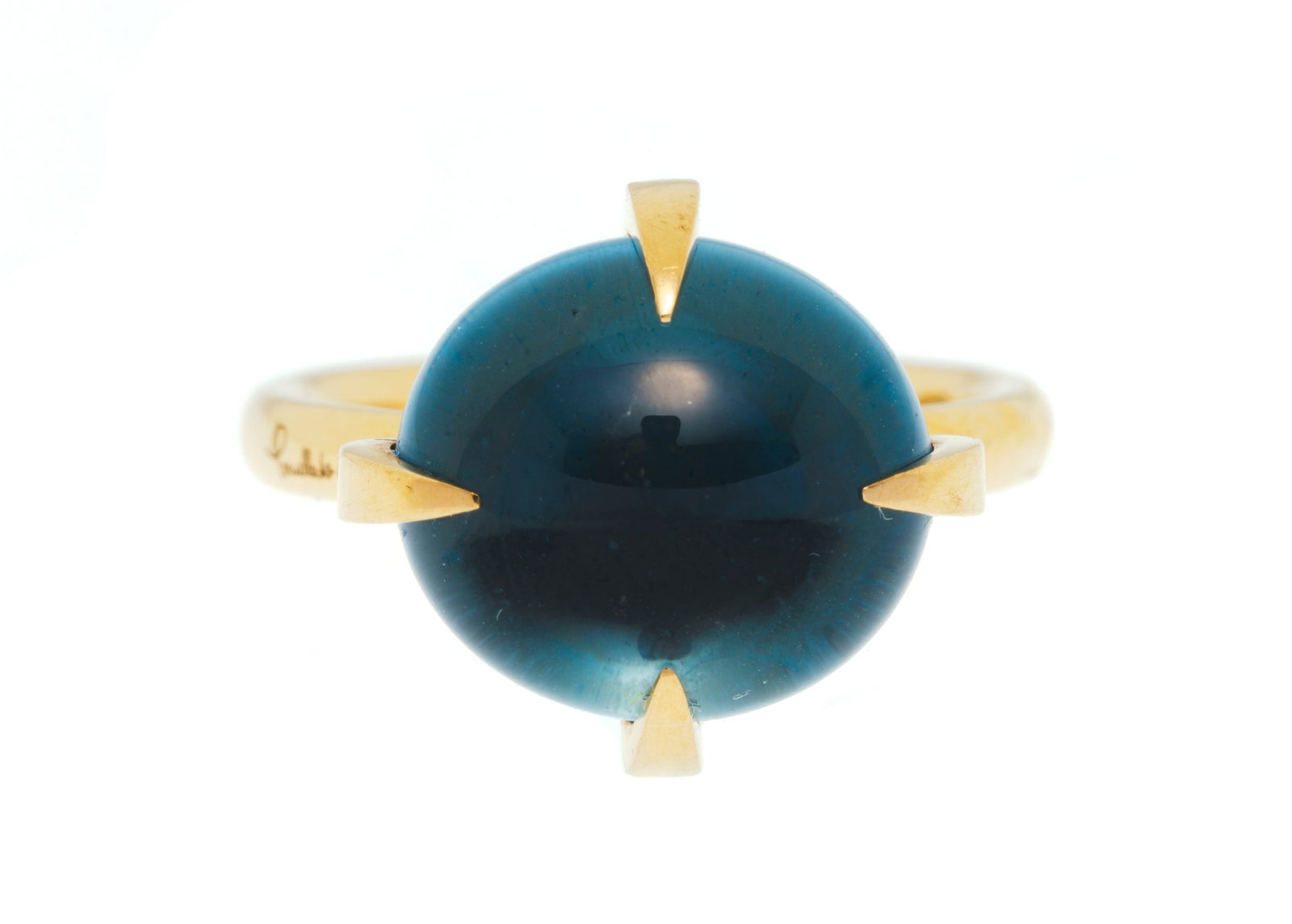 Pomellato, Veleno, bague or 750 ornée d'un cabochon de topaze, signée, numérotée: Pomellato, Veleno, bague or 750 ornée d'un cabochon de topaze, signée, numérotée, doigt 54-14, 7g Condition Bon état de conservation général. Présence de micro