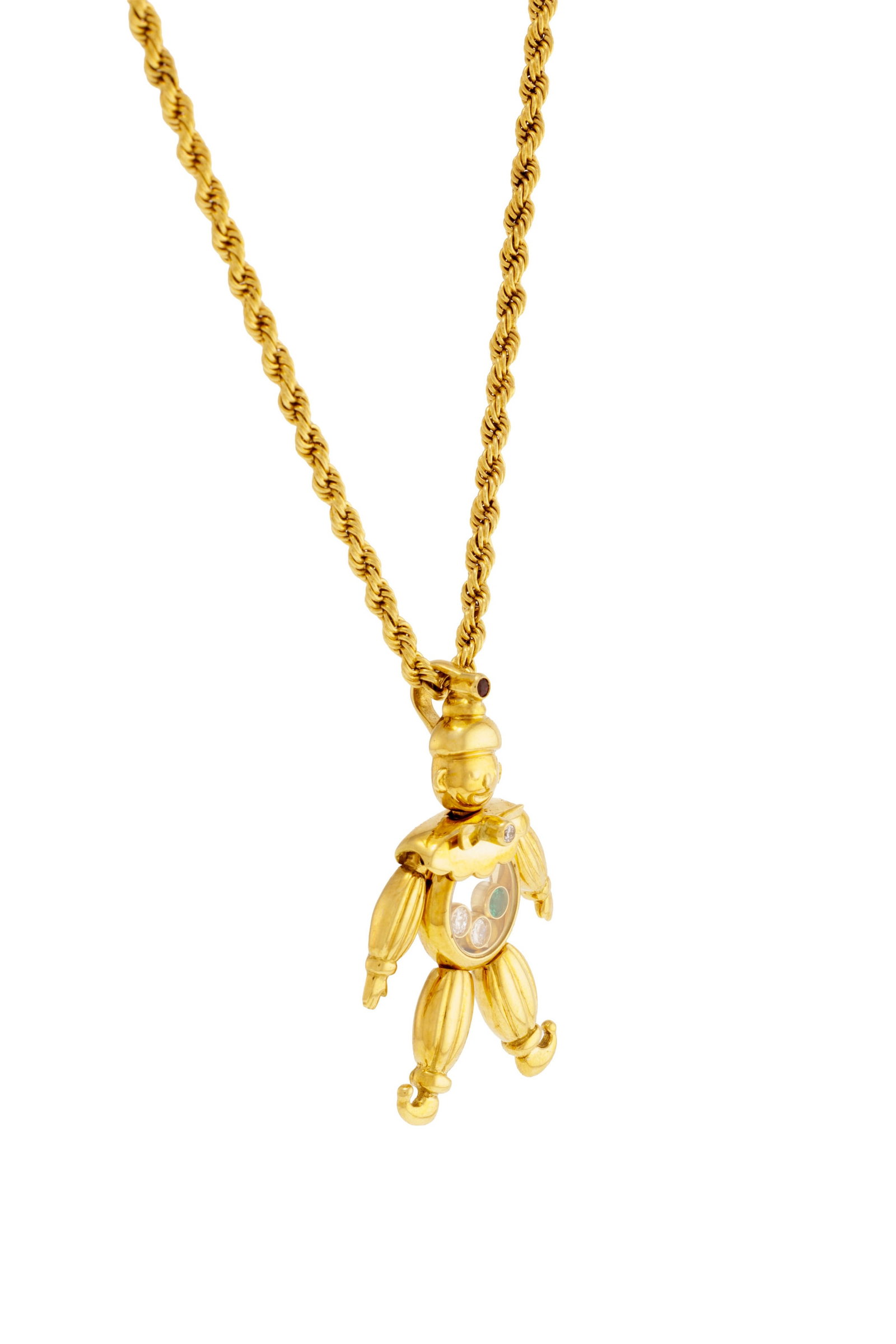 Chopard, Happy Diamonds, pendentif pantin articulé or 750 serti d'un rubis, d'une émeraude - 2