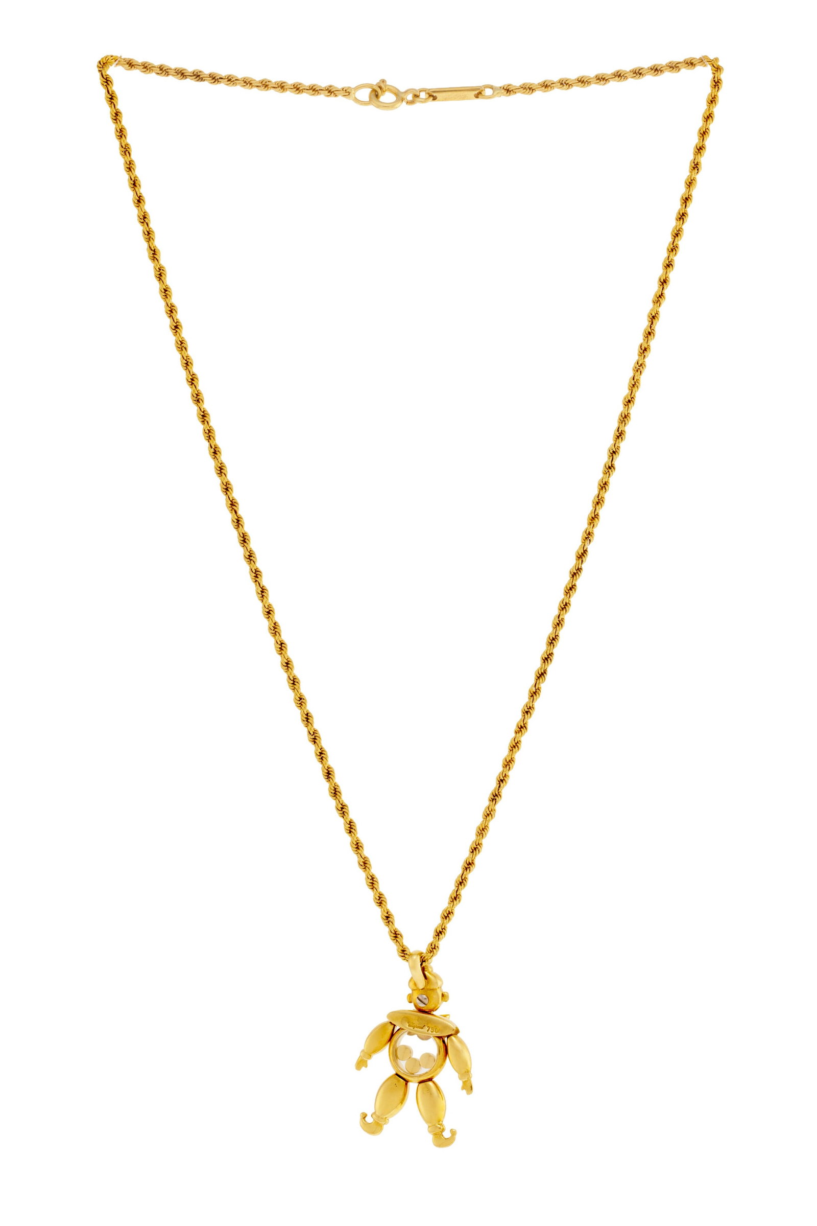 Chopard, Happy Diamonds, pendentif pantin articulé or 750 serti d'un rubis, d'une émeraude - 3