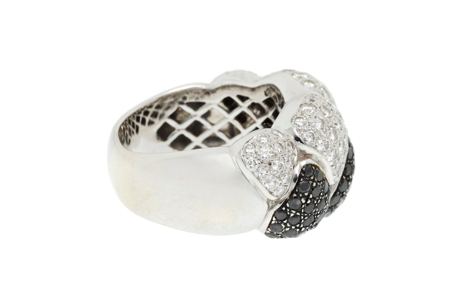 Adler, bague or 750 à décor polylobé sertie de diamants incolores et noirs taille bri - 2