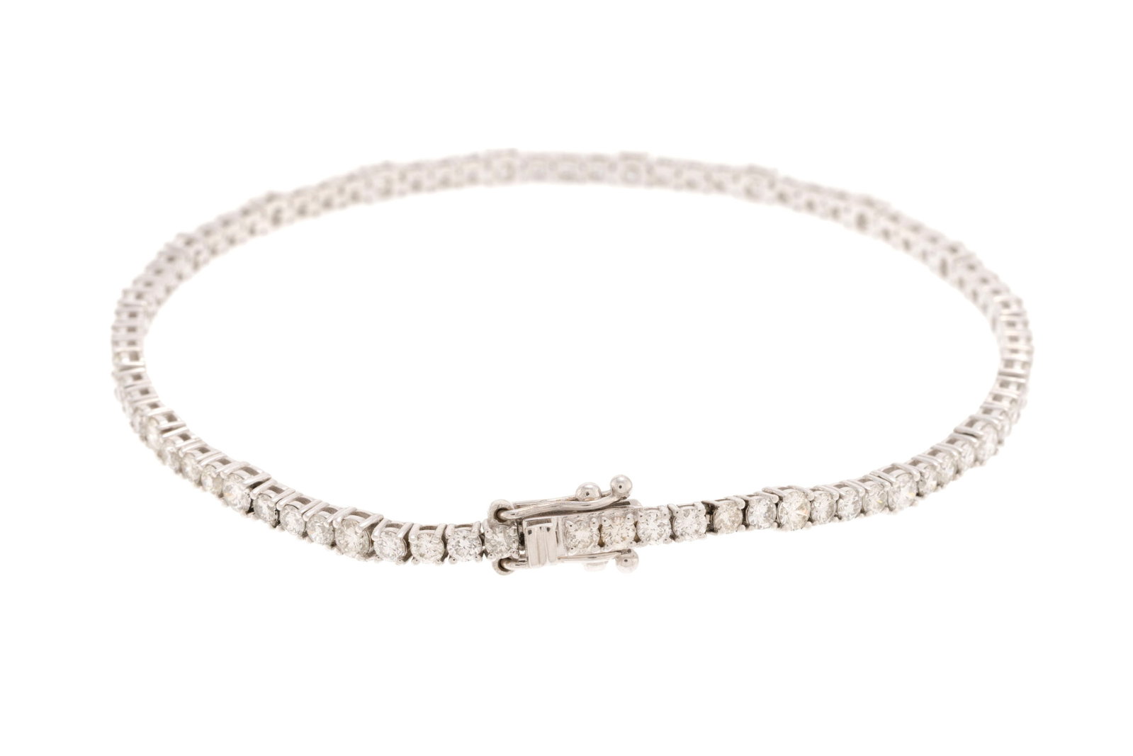 Bracelet rivière or gris 750 serti de diamants taille brillant (total env. 1.5 ct), long. 18.2  - 2