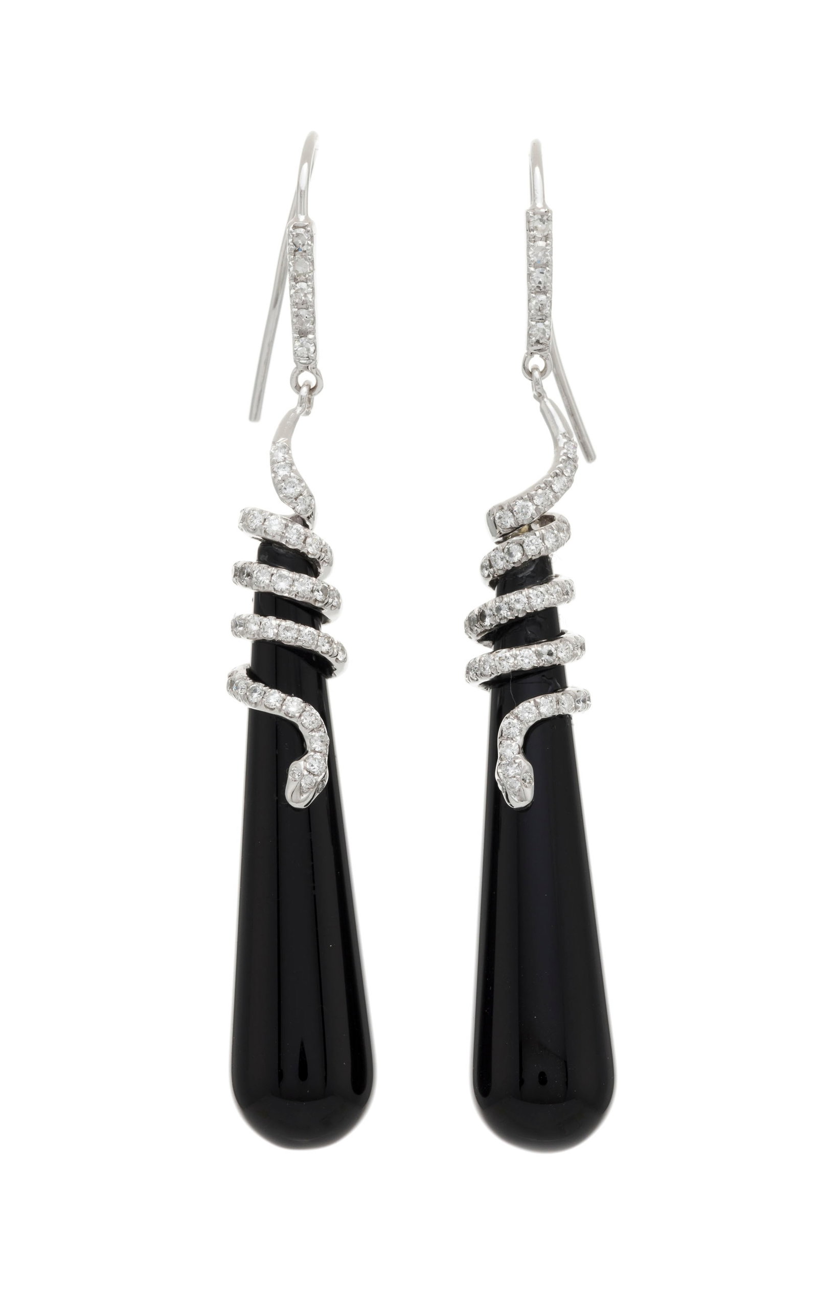Paire de pendants d'oreilles or gris 750 à décor de serpents sertis de diamants s'enroulan (1 of 4)