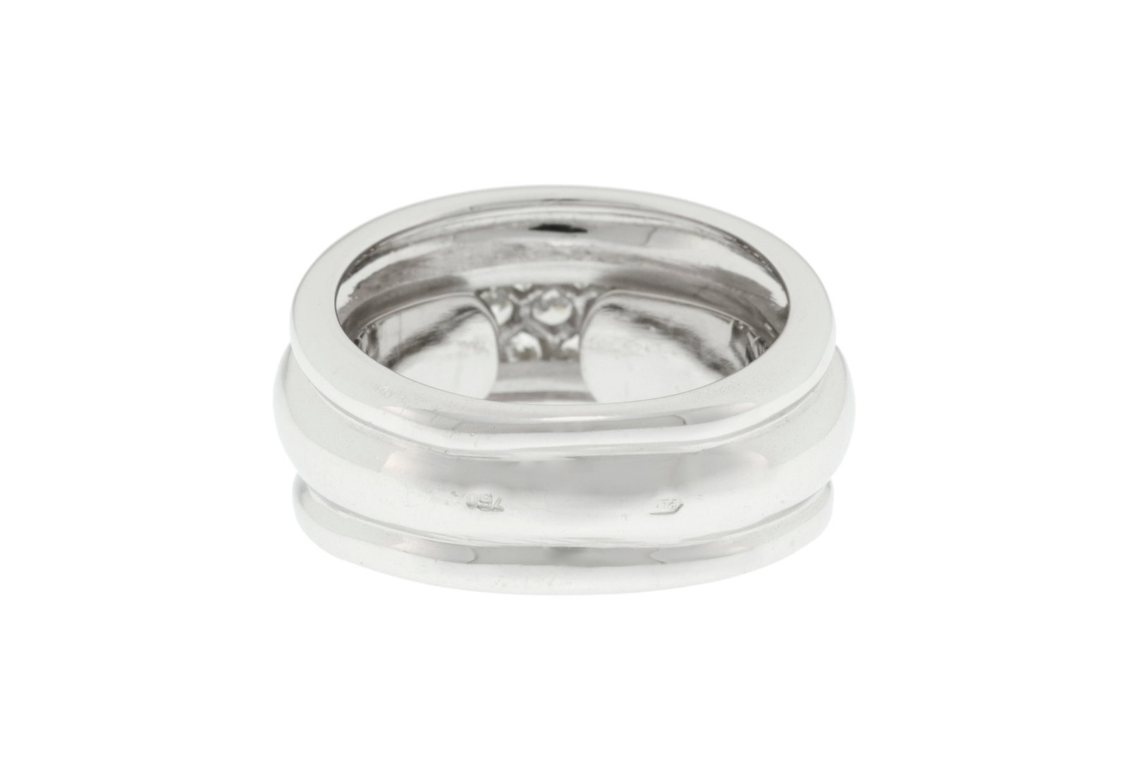 Bague or gris 750 pavée de diamants taille brillant, doigt 52-12, 11g - 3