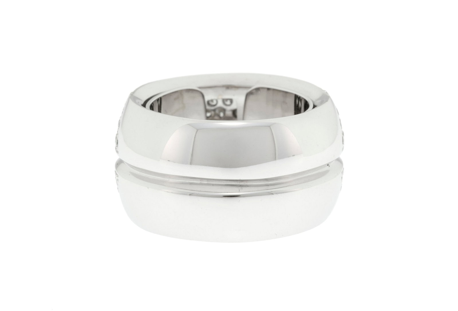 Bague or gris 750 traversée d'une rainure et pavée de diamants taille brillant, doigt 52-1 - 3
