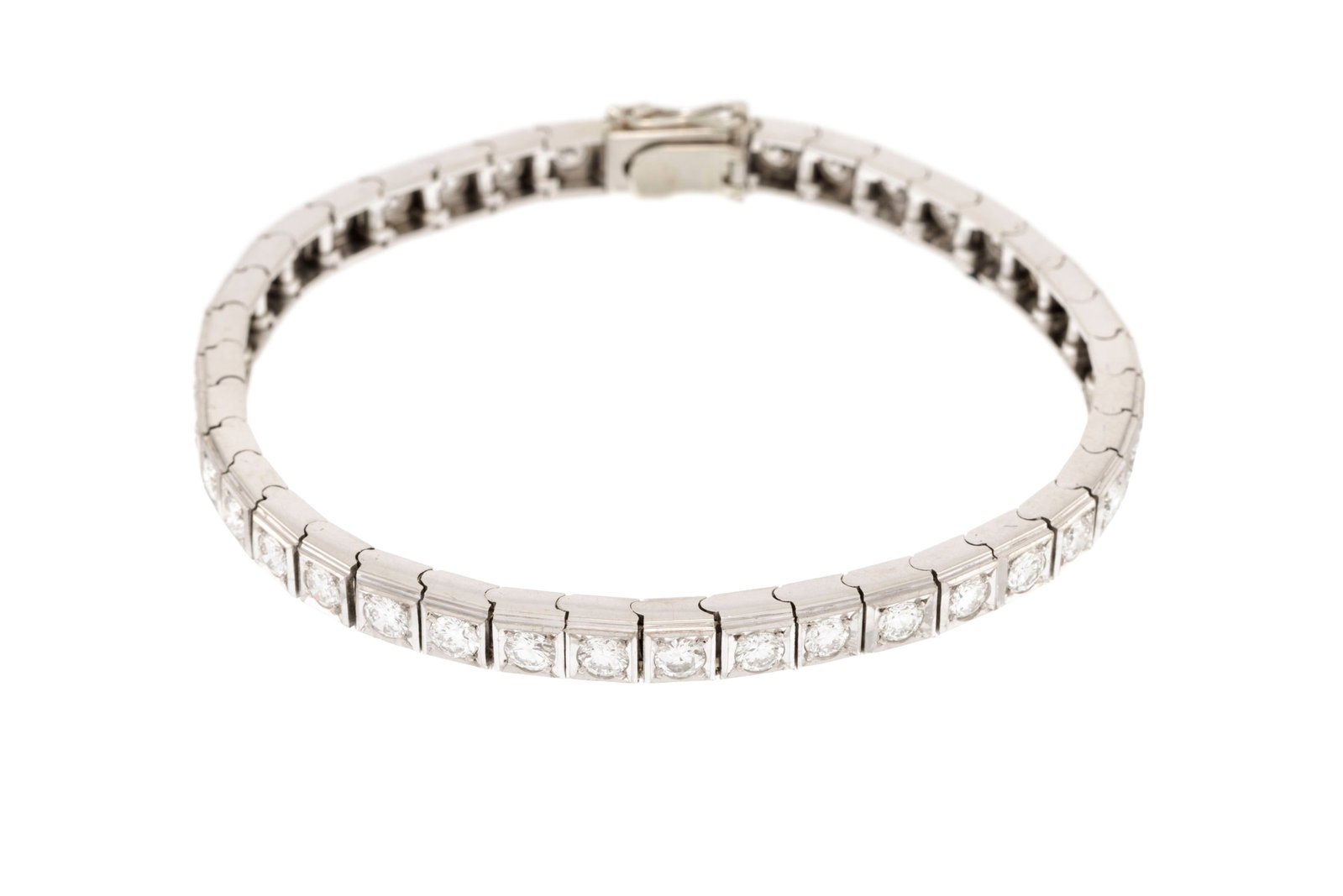Bracelet rivière or gris 750 serti de diamants (env. 5 ct) taille brillant, long. 17.5 cm, 22g - 2