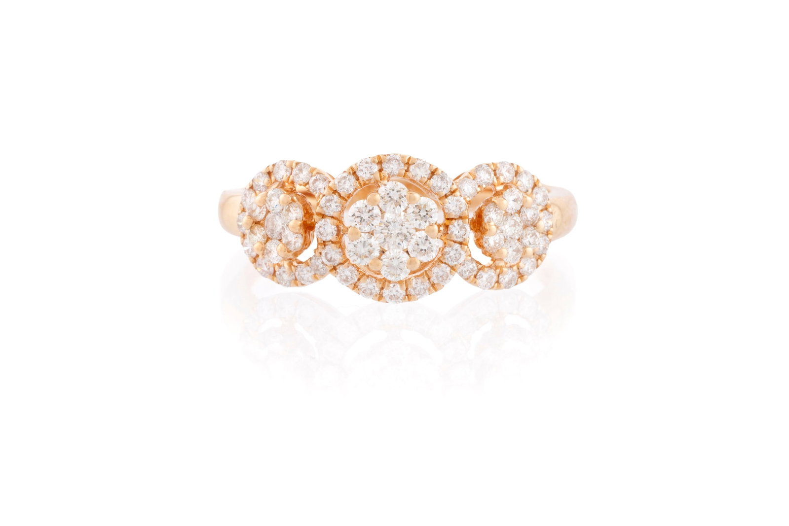 Bague "illusion" or rose 750 sertie de diamants taille brillant, doigt 54-14: Bague "illusion" or rose 750 sertie de diamants taille brillant, doigt 54-14 Condition Très bon état de conservation général.
