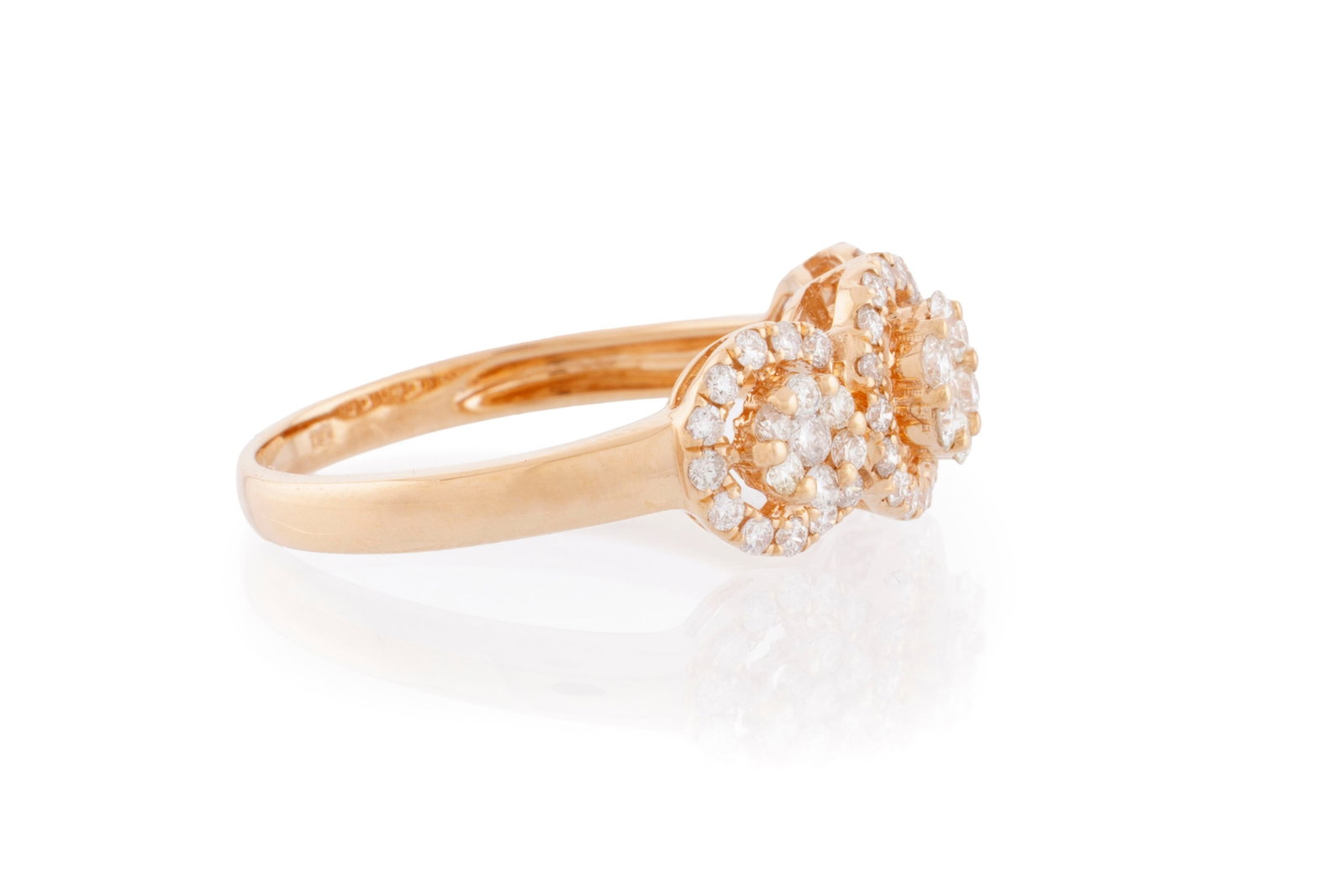 Bague "illusion" or rose 750 sertie de diamants taille brillant, doigt 54-14 - 2