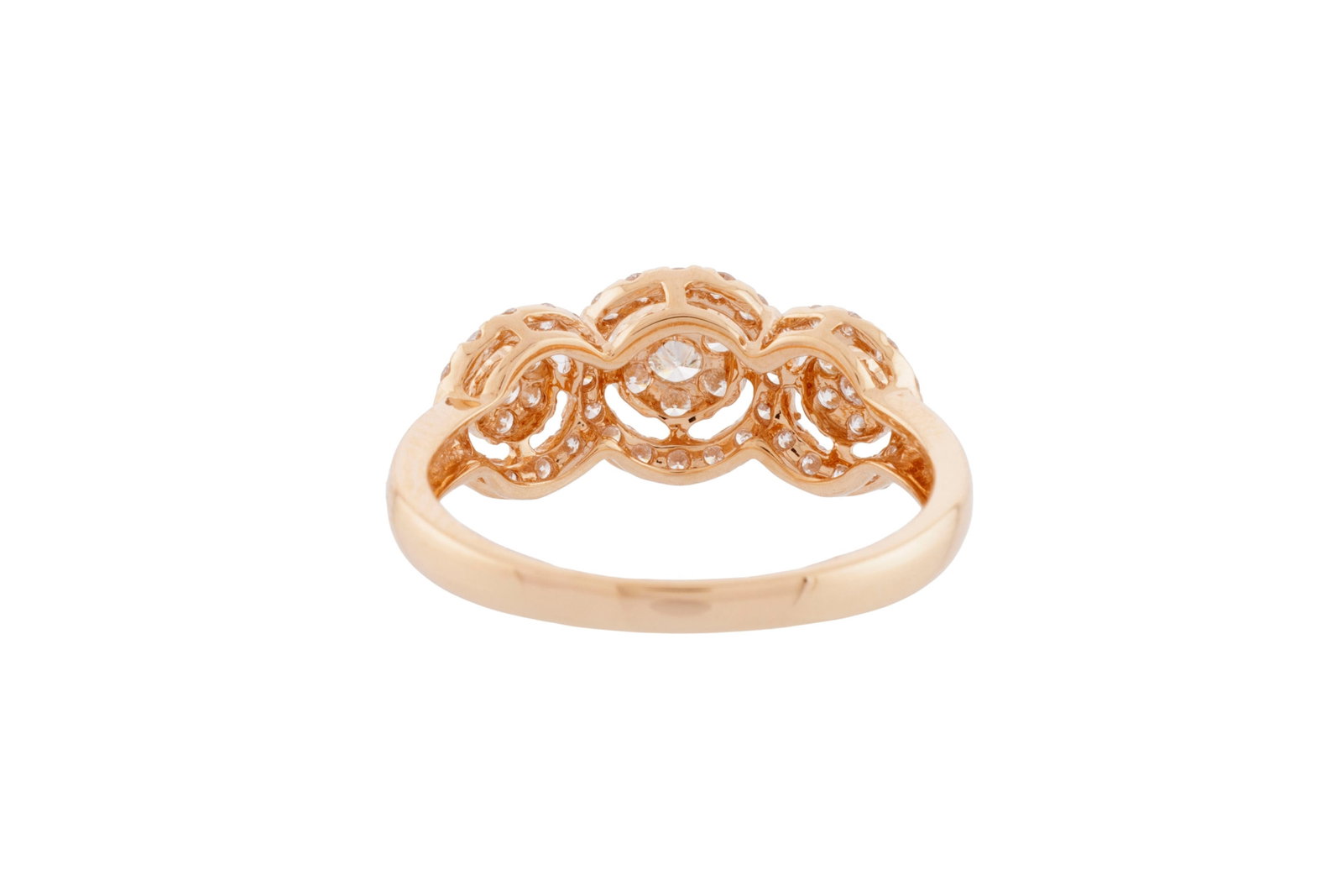 Bague "illusion" or rose 750 sertie de diamants taille brillant, doigt 54-14 - 3