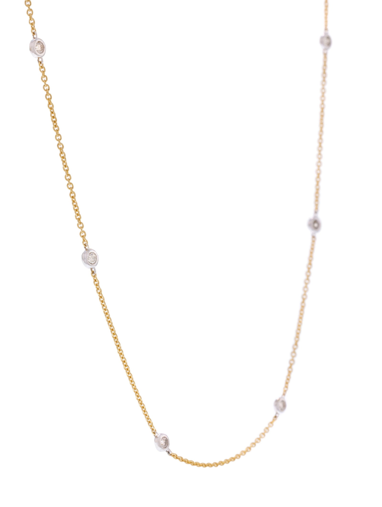 Collier 2 ors 750 serti lunette de diamants taille brillant, long. 60 cm - 2