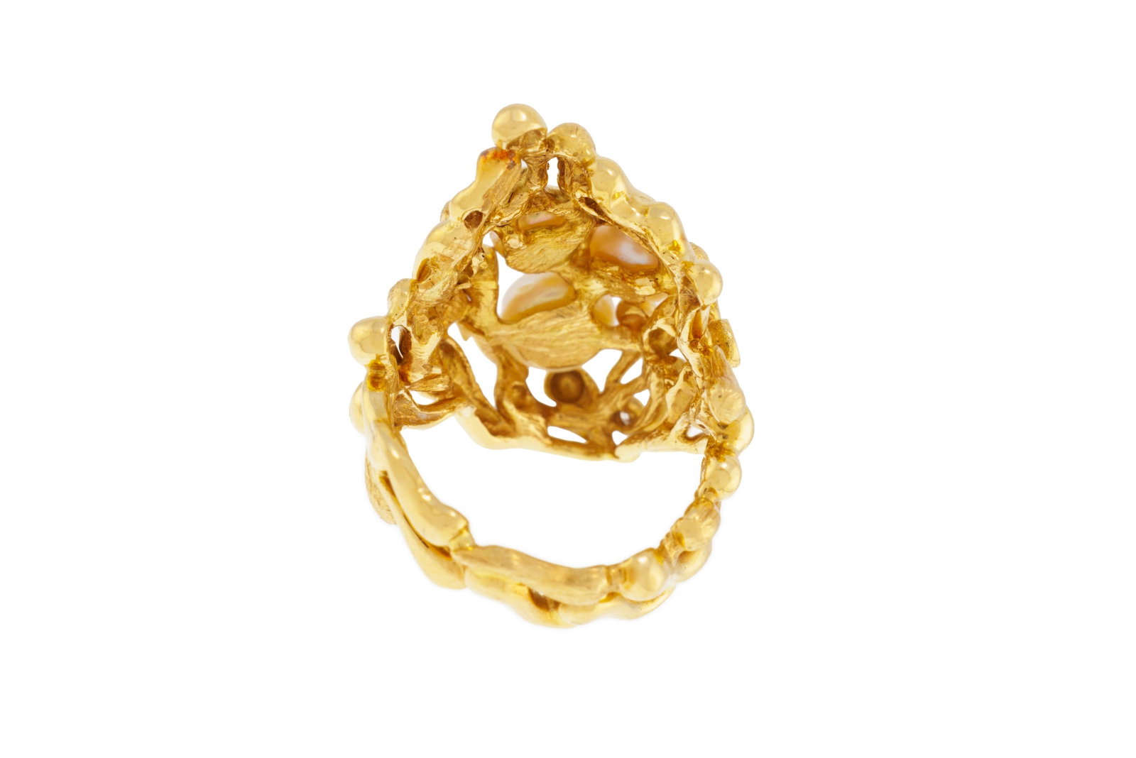 Gilbert Albert, bague or 750 à décor végétal stylisé enserrant des perles d - 3