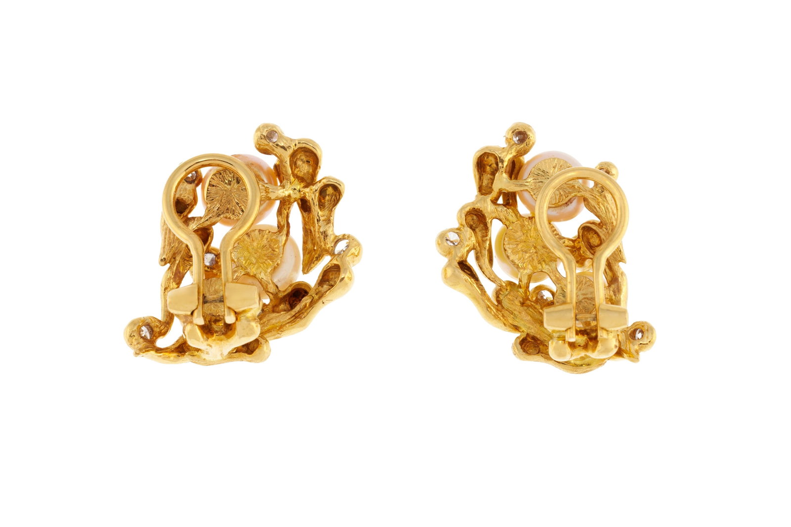 Gilbert Albert, attribué à, paire de clips d'oreilles or 750 à motif végéta - 3
