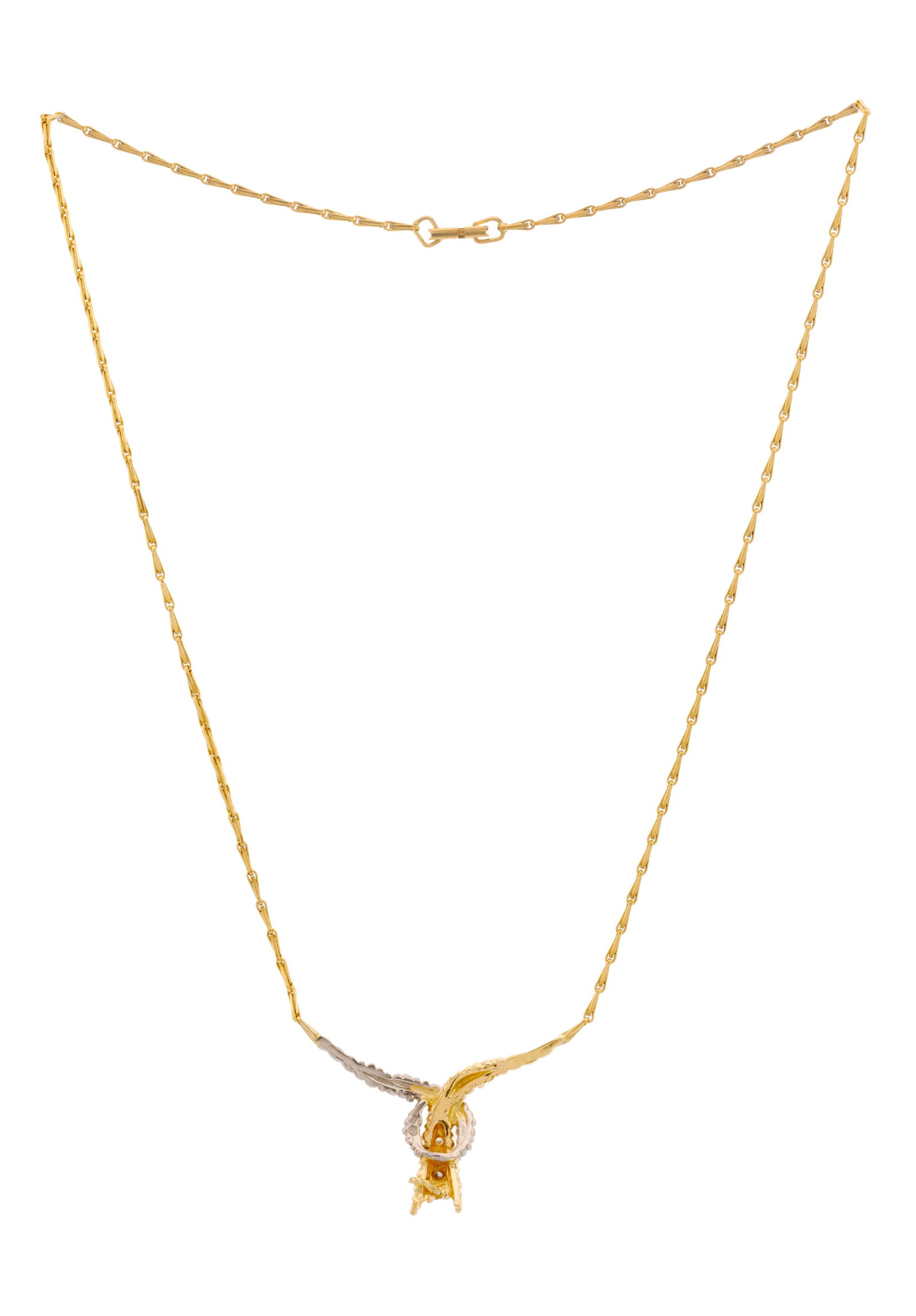 Gilbert Albert, centre de collier 2 ors 750 perlé serti de diamants taille brillant, soudé - 3