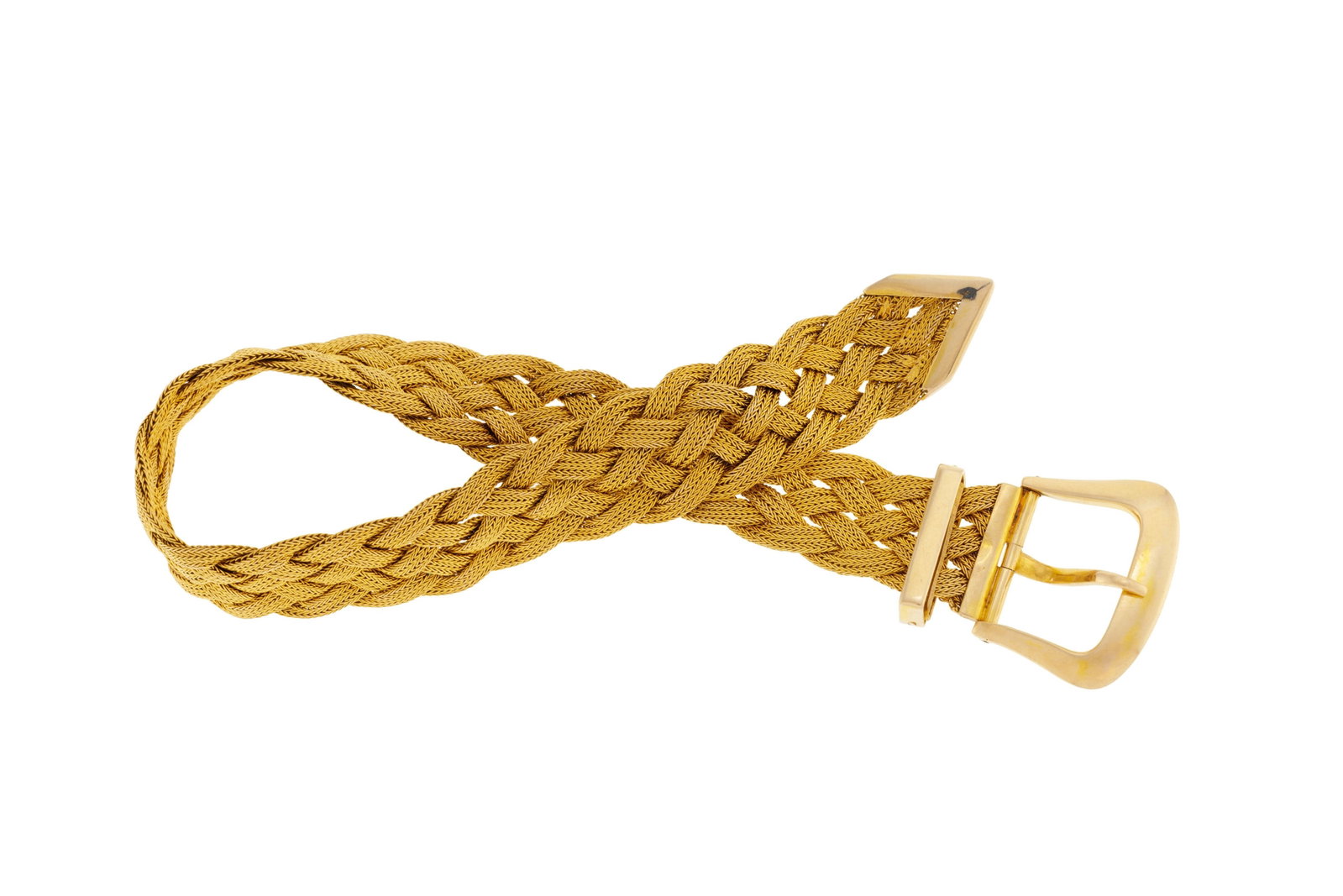 Bracelet ceinture or 585 à motif tressé, long. ajustable, 18g - 2