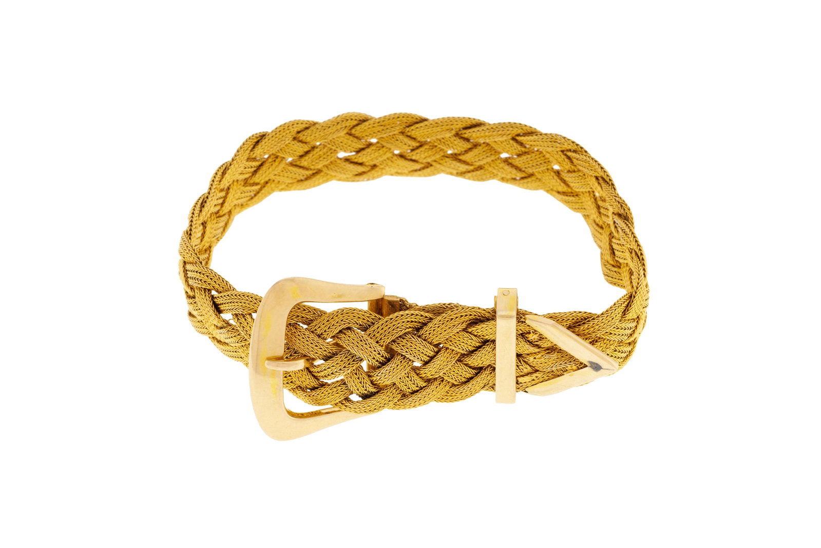 Bracelet ceinture or 585 à motif tressé, long. ajustable, 18g - 3