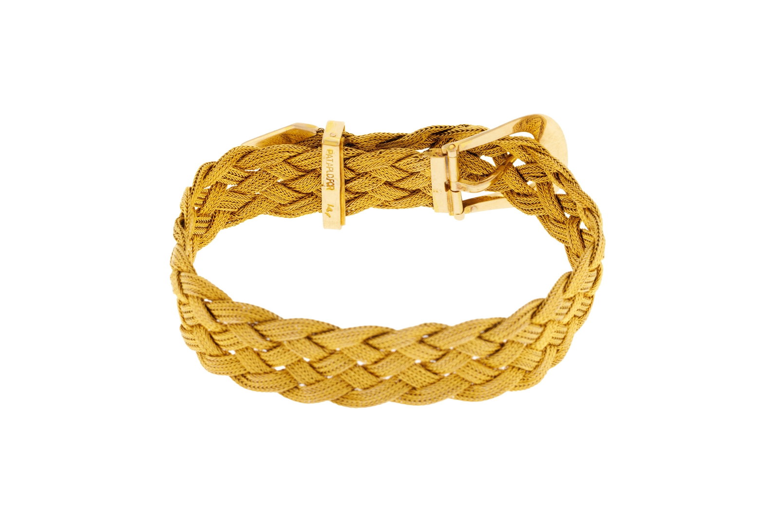 Bracelet ceinture or 585 à motif tressé, long. ajustable, 18g - 4