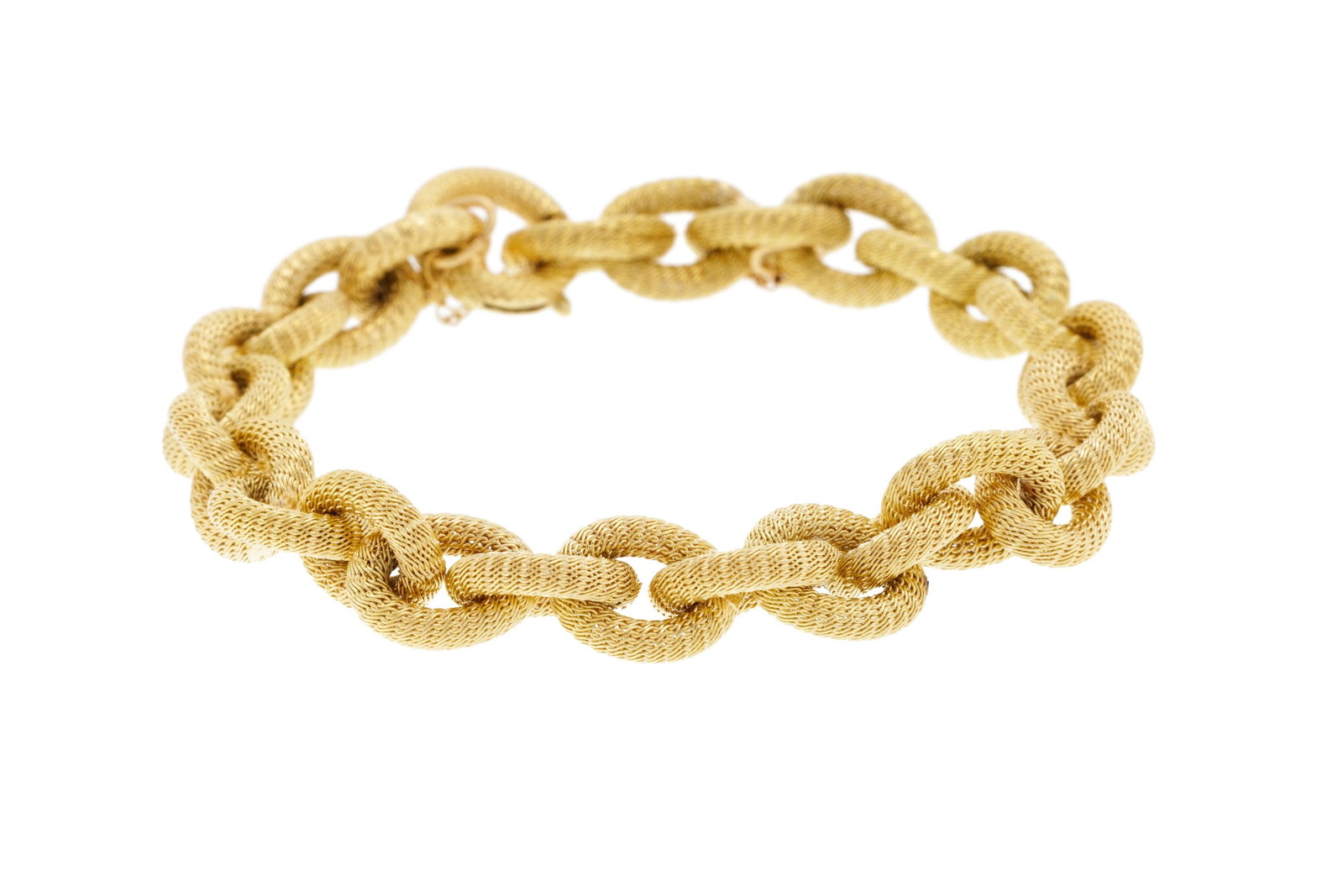 Bracelet or 585 effet tressé formé de maillons ovales, circ. 15 cm, 12g - 2