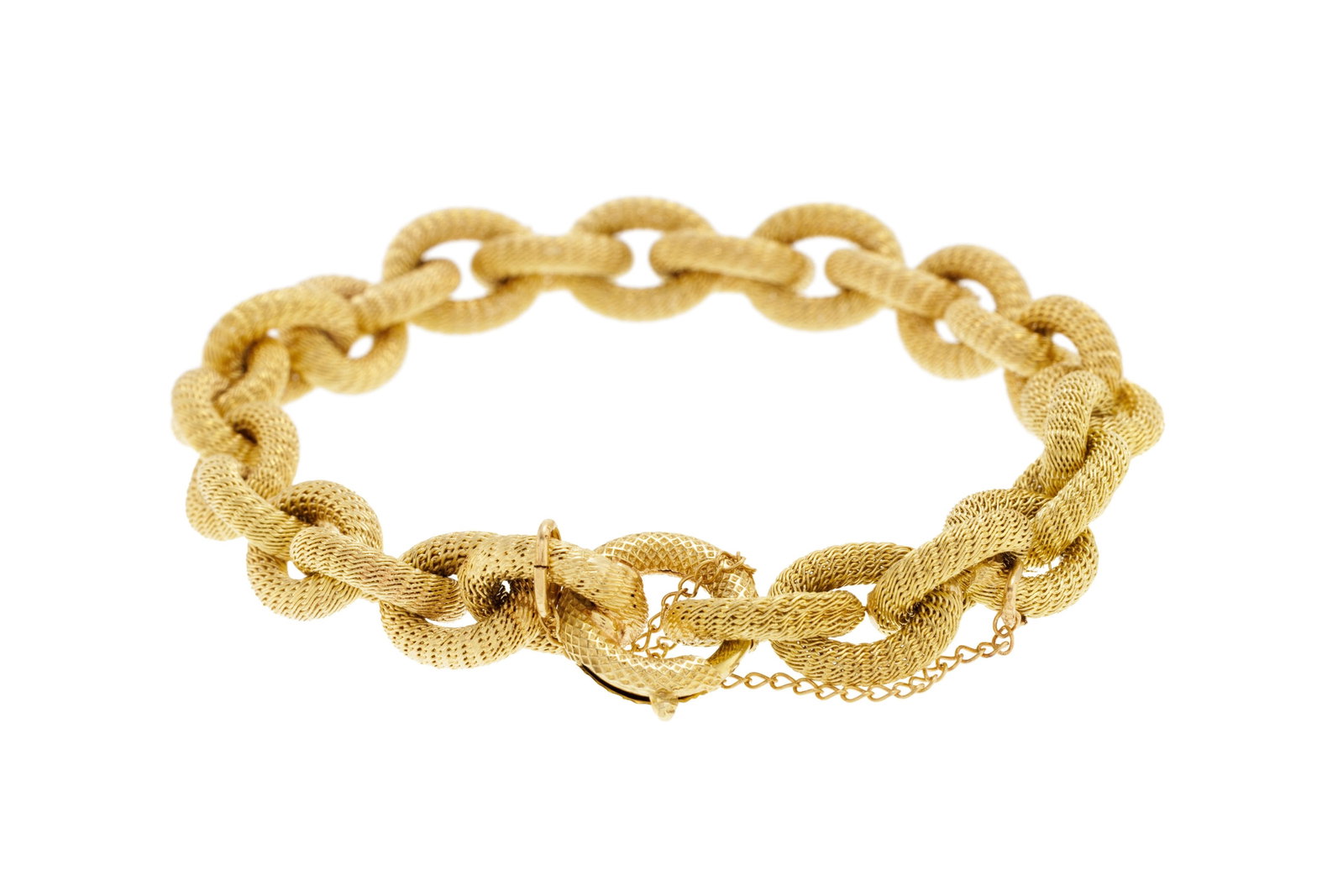Bracelet or 585 effet tressé formé de maillons ovales, circ. 15 cm, 12g - 3