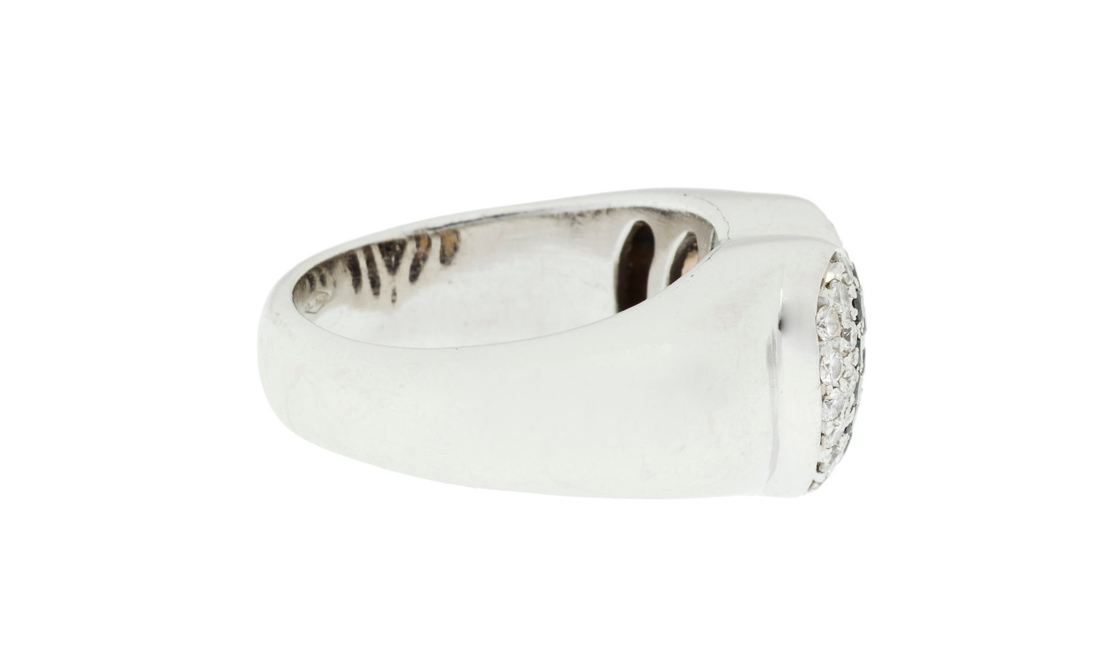 Bague cœur or gris 750 sertie de diamants noirs et incolores taille brillant, doigt 52-12, 11g - 2