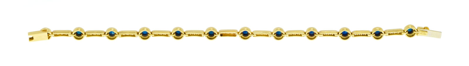 Bracelet or 750 serti de cabochons de saphirs alternés de lignes de diamants taille brillant, l - 3