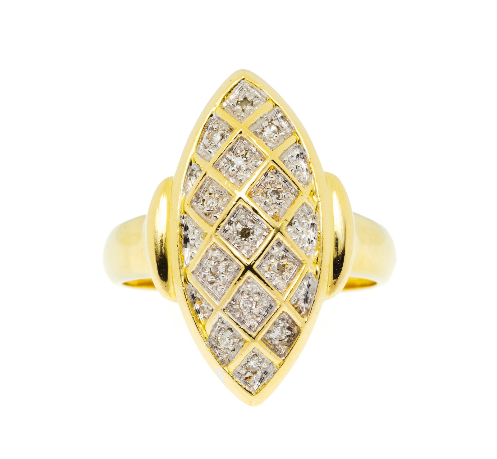 Bague marquise 2 ors 750 sertie de diamants taille 8/8, doigt 53-13, 5g: Bague marquise 2 ors 750 sertie de diamants taille 8/8, doigt 53-13, 5g Condition Bon état de conservation général. Présence de rayures et micro rayures à l'or.