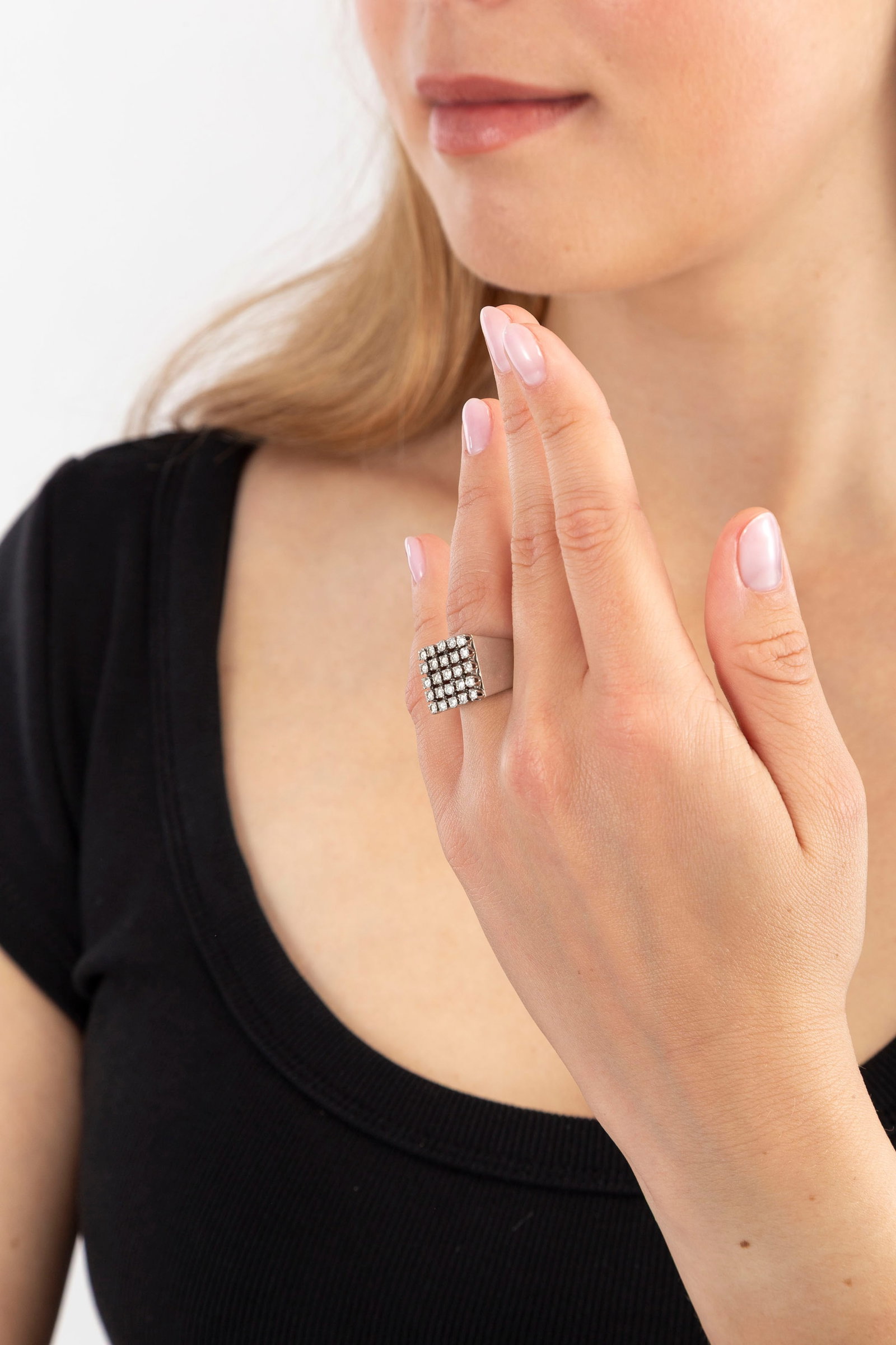 Bague or gris 750 sertie de diamants taille brillant, doigt 50-10, 10g - 4