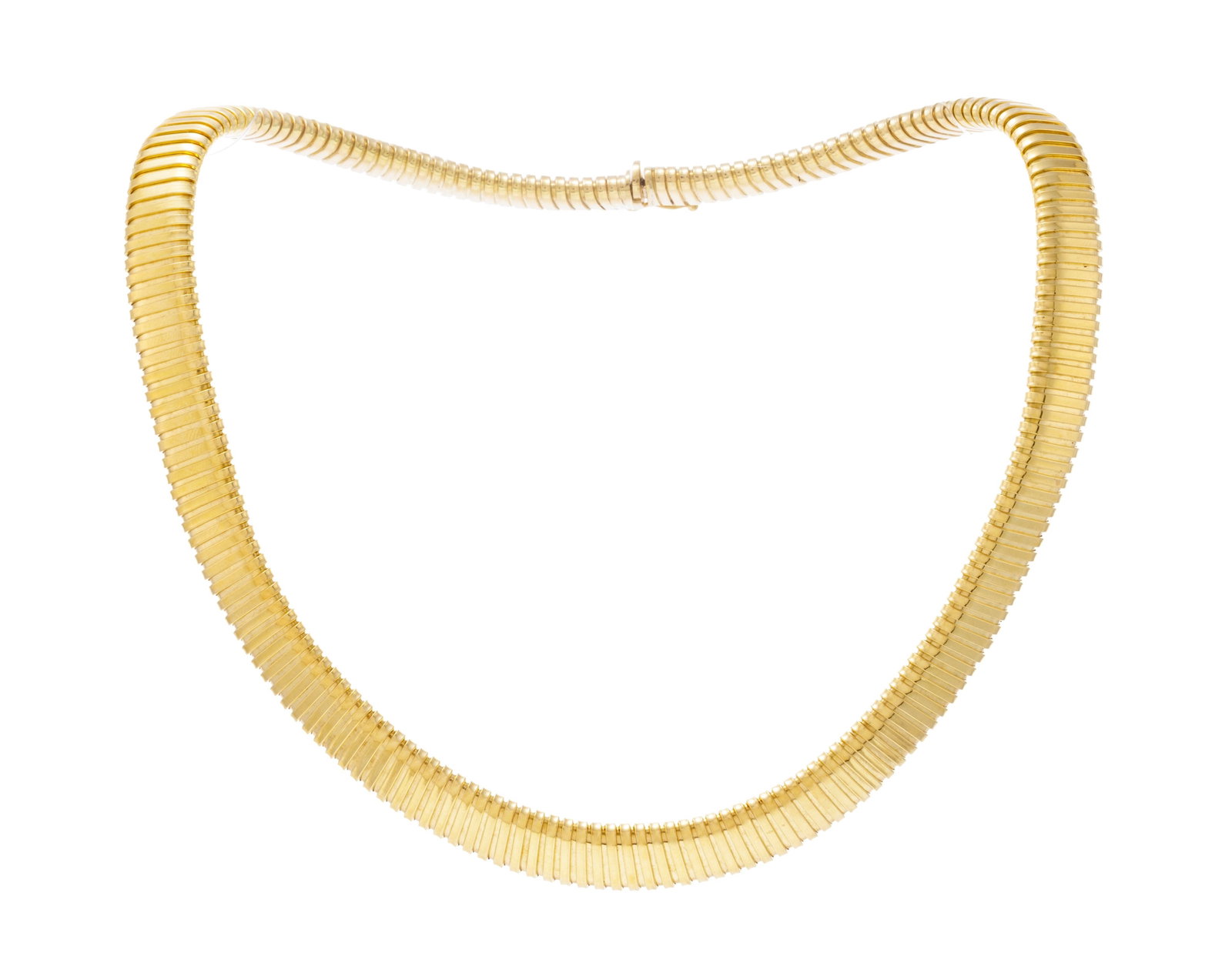 Collier or 750 à maille tubogas, long. 42 cm, 45g: Collier or 750 à maille tubogas, long. 42 cm, 45g Condition Bon état de conservation général. Présence de rayures et micro rayures d'usage normal.