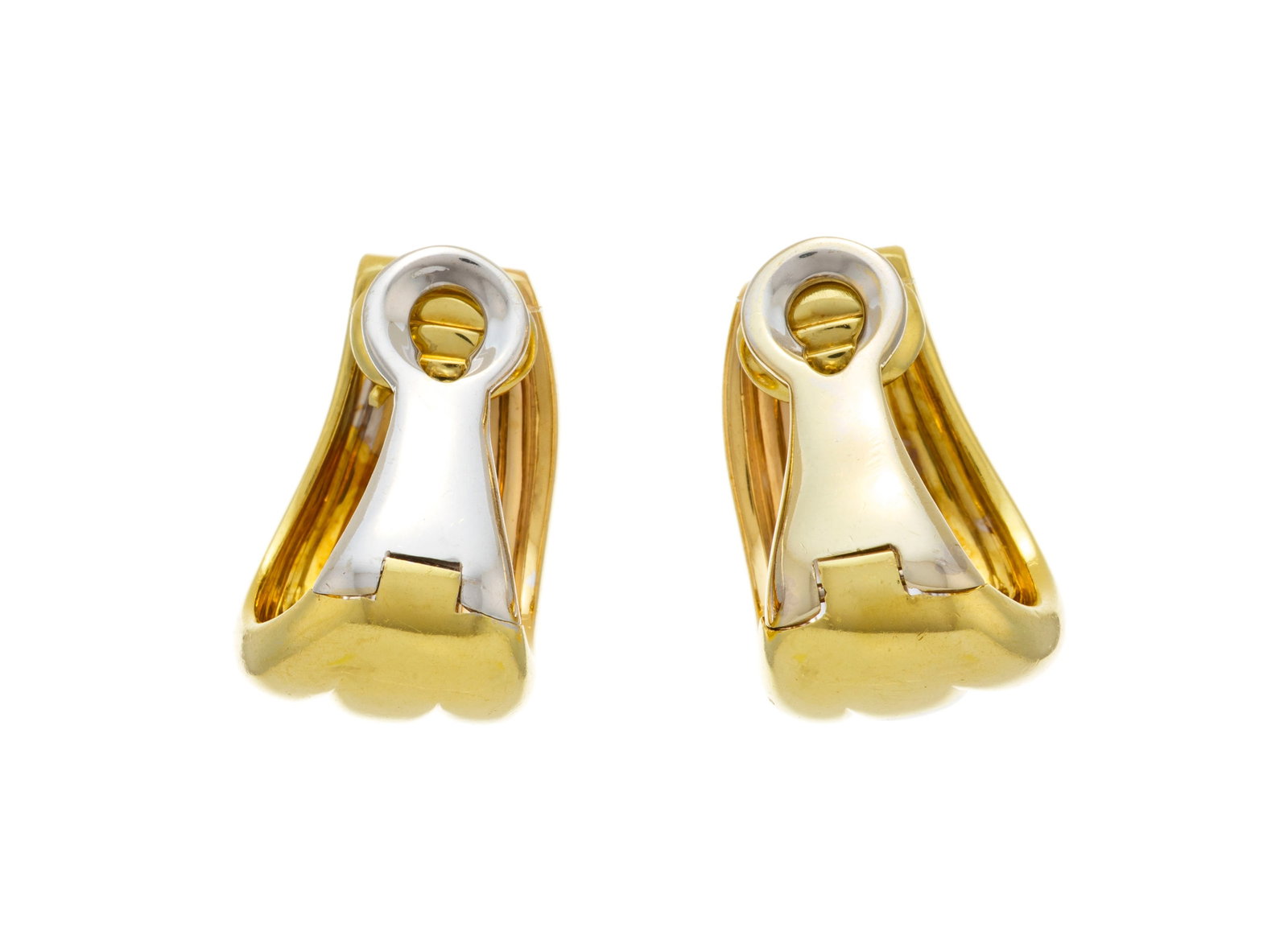 Paire de clips d'oreilles 2 ors 750 godronnés, h. 2.2 cm, 25g - 3