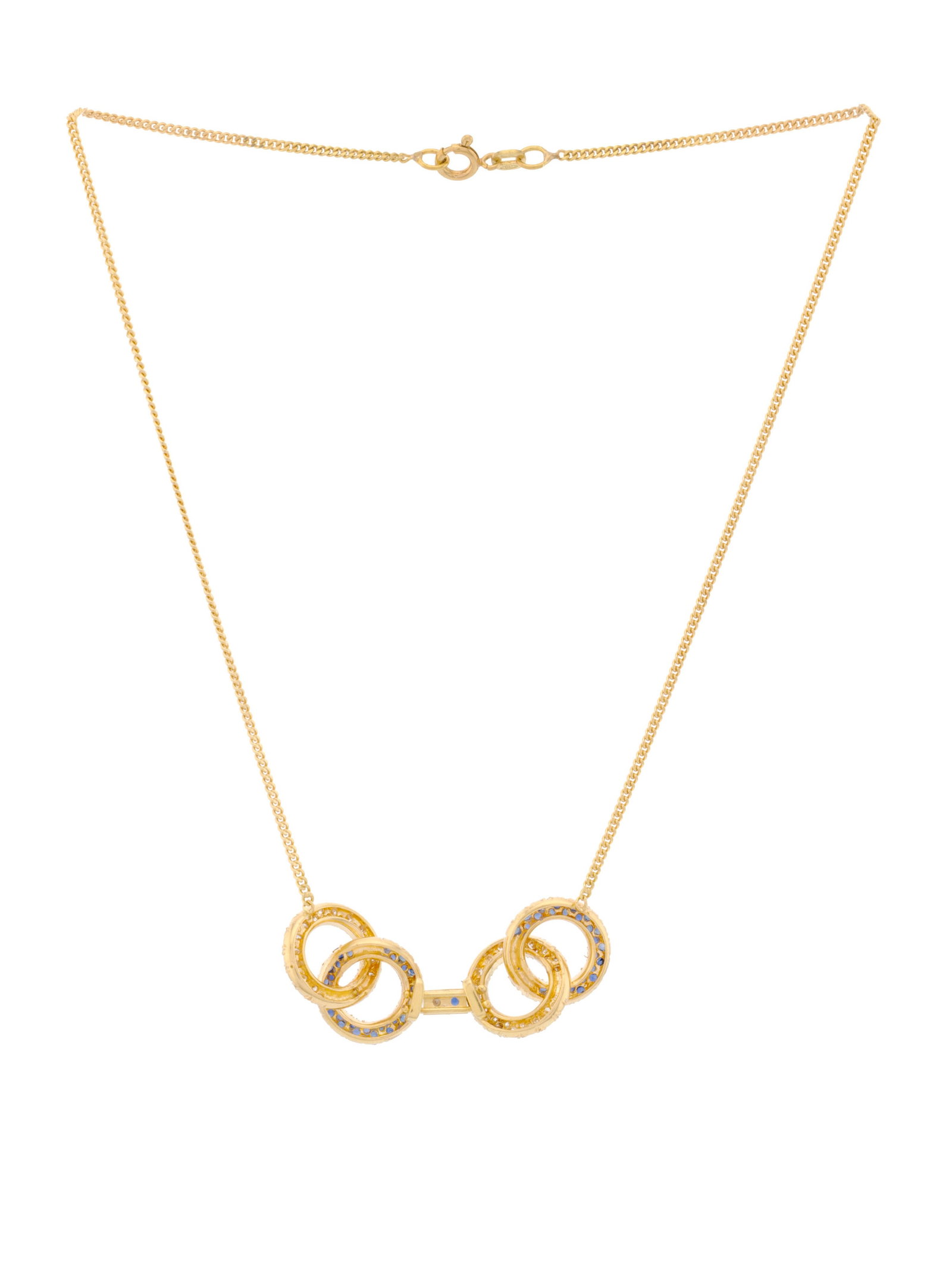 Collier or 750 à maille gourmette limée retenant un centre composé d'élémen - 3