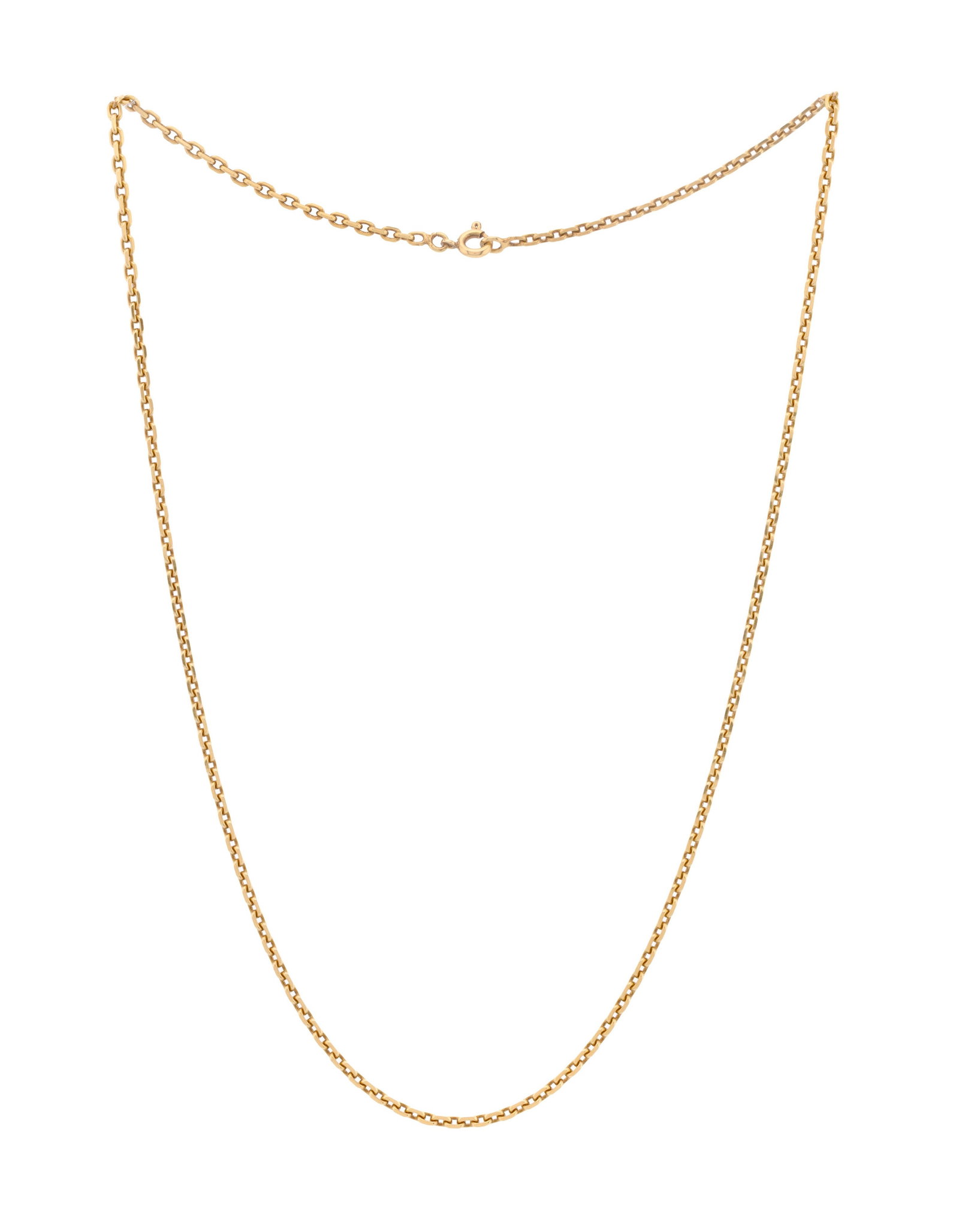 Chaîne or 750 à maille forçat limée, long. 46.5 cm, 9g: Chaîne or 750 à maille forçat limée, long. 46.5 cm, 9g Condition Bon état de conservation général. Présence de micro rayures d'usage normal.