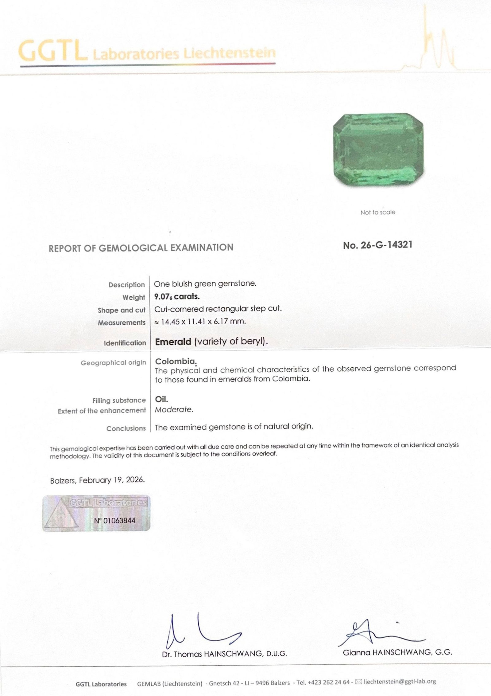 Une émeraude rectangulaire à pans coupés sur papier de 9.07 carats, Colombie, traitem - 3