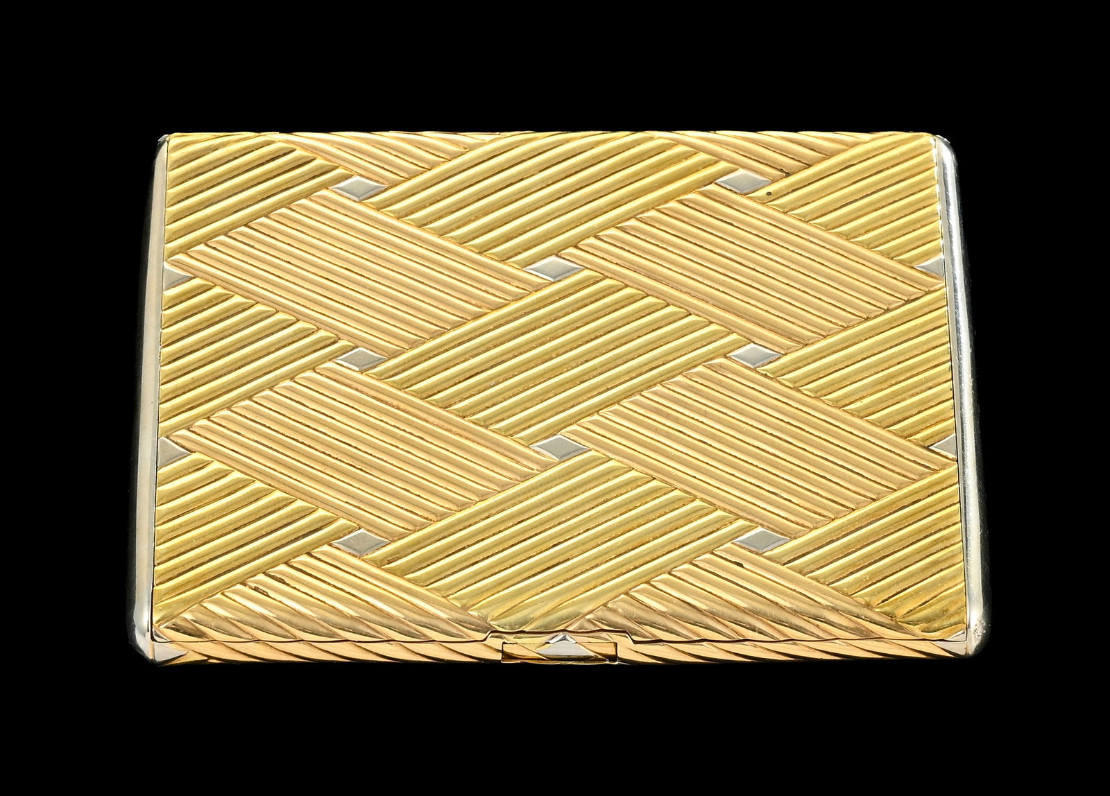 Etui à cigarettes 3 ors 750 en mokume-gane de vannerie, XXe s., numéro de série 7527, poinçon (1 of 5)