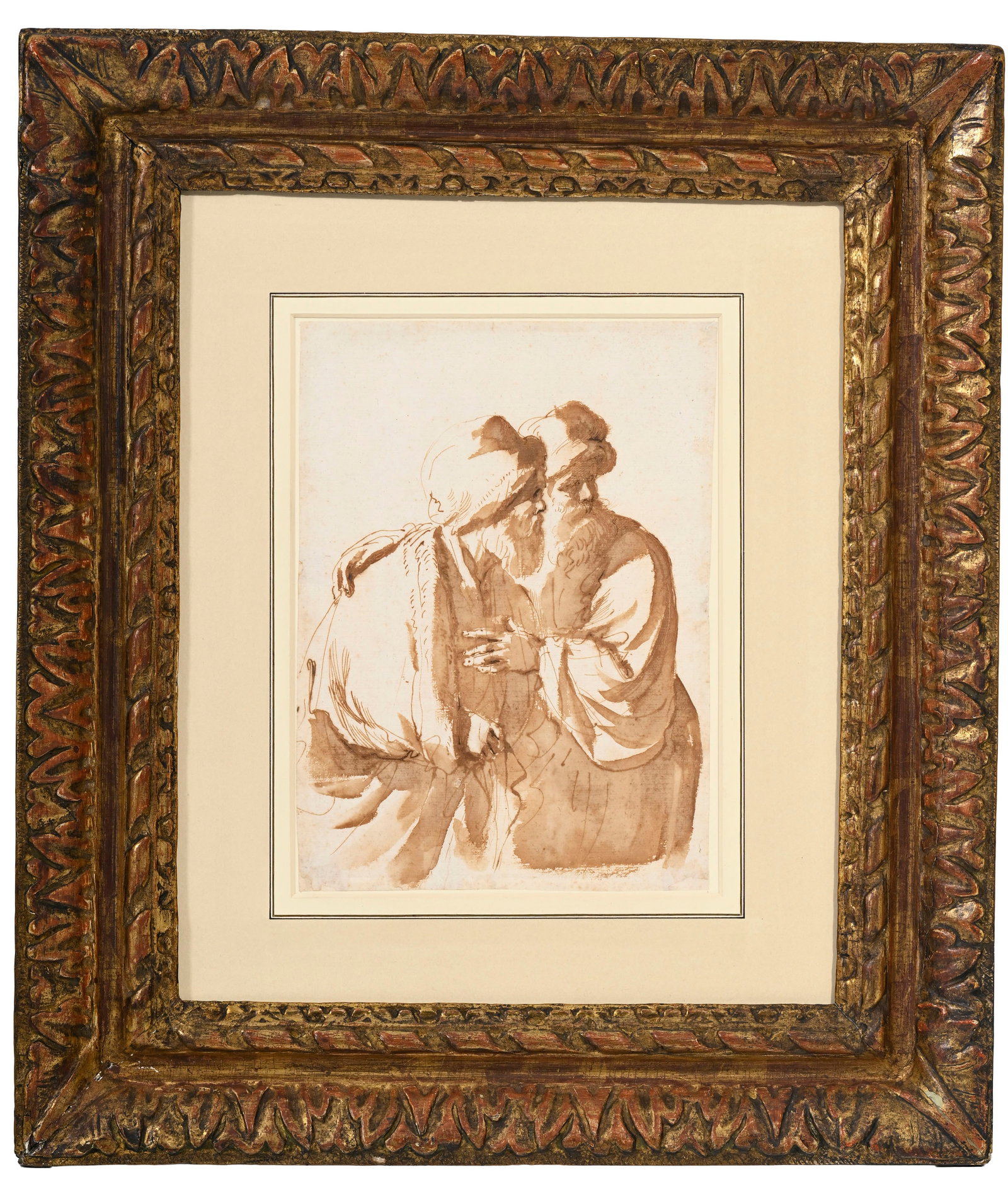 Giovanni Francesco Barbieri, dit Guercino (1591-1666), Deux hommes barbus regardant ? droite , (1 of 3)