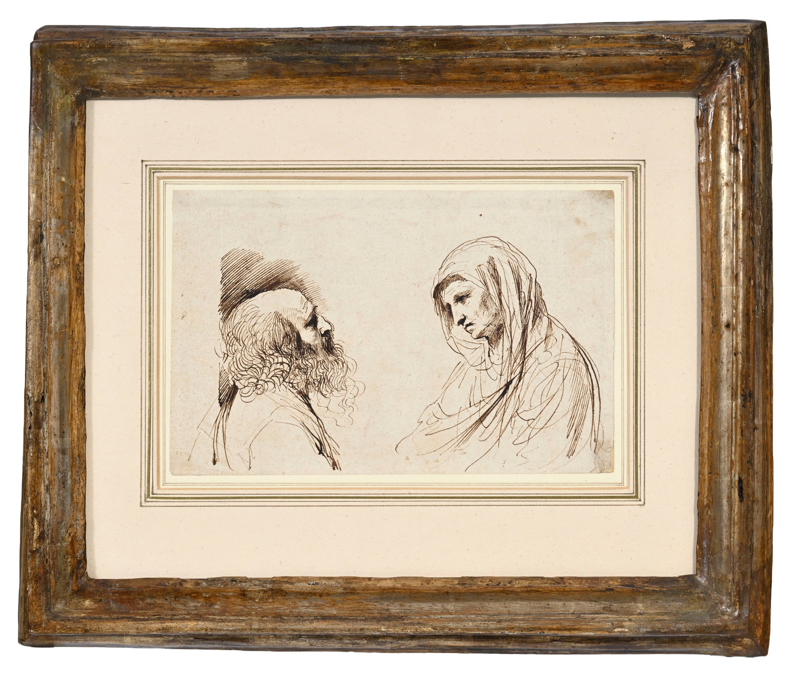 Giovanni Francesco Barbieri, dit Guercino (1591-1666), Etude pour la Visitation, encre brune et (1 of 4)