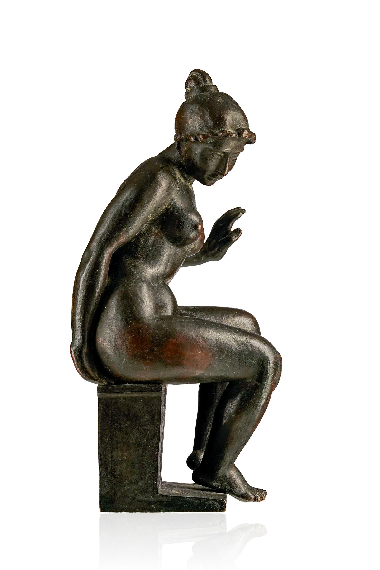 Aristide Maillol (1861-1944), L?da , sculpture en bronze ? patine brun-noir, monogr., cachets de: Aristide Maillol (1861-1944), L?da , sculpture en bronze ? patine brun-noir, monogramm?e, cachets de fondeur (non identifi?s), 29x14x13 cm Attestation de M. Olivier Lorquin, Paris, 14 avril 2026 Prove