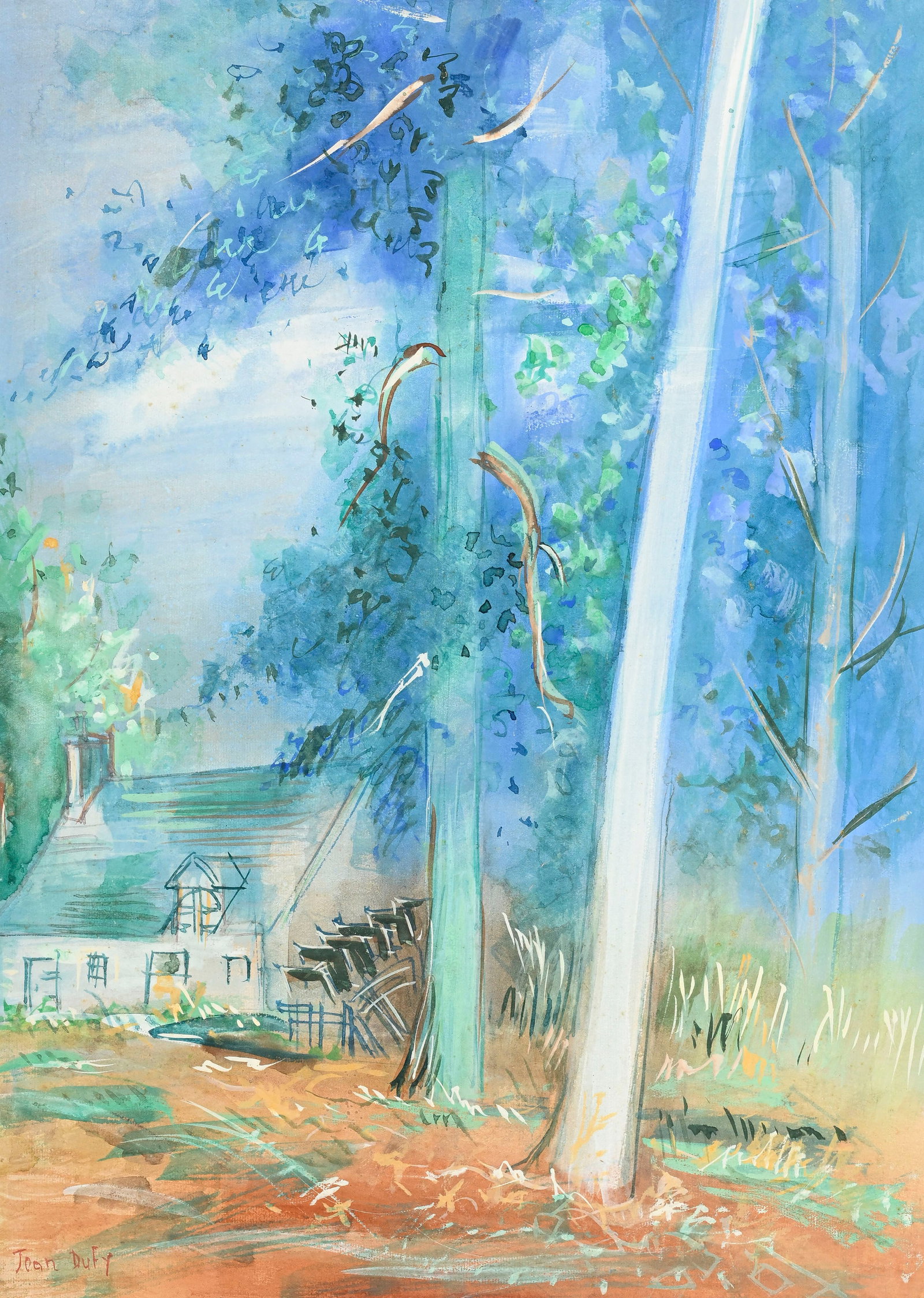 Jean Dufy (1888-1964), Le Moulin ? Aubes d'Etourneau , aquarelle et rehauts de gouache sur papier, (1 of 4)