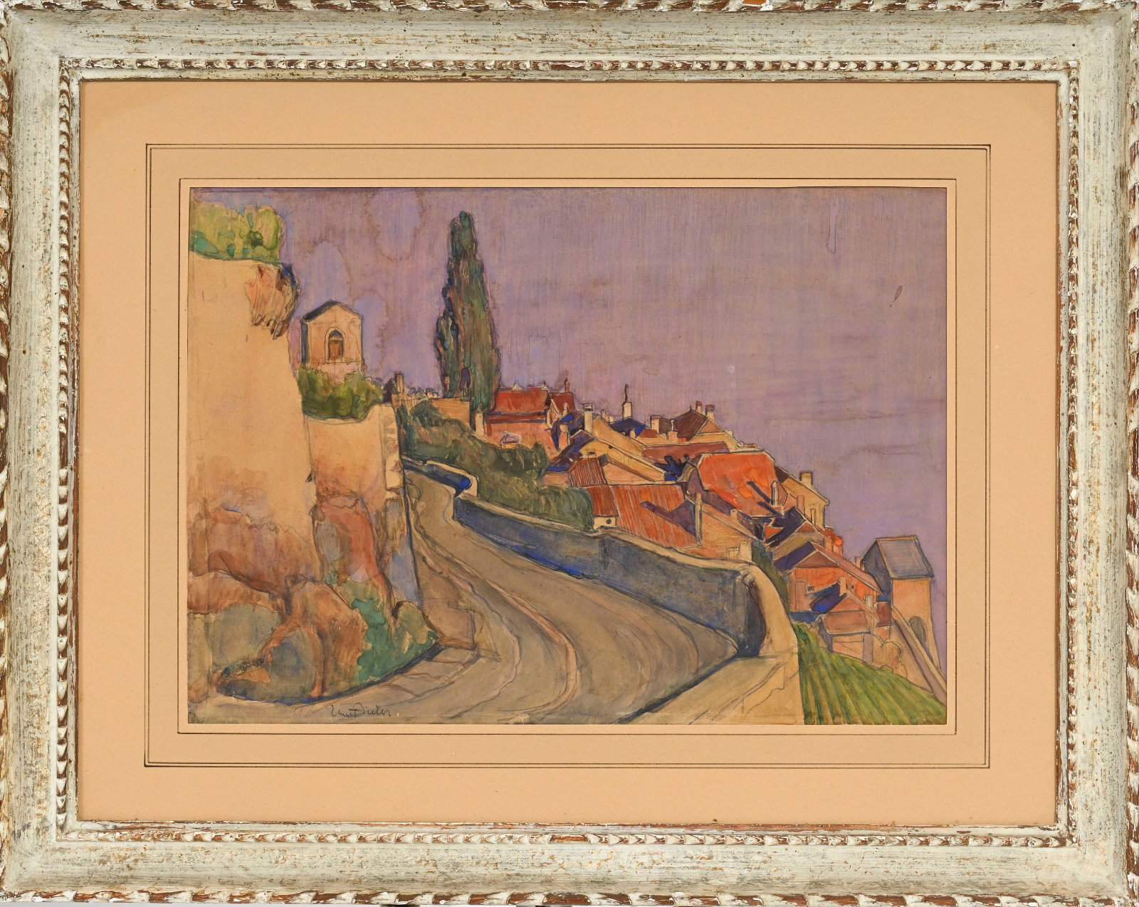 Ernest Biéler (1863-1948), Paysage de Saint-Saphorin, aquarelle et crayon sur papier, signée, (1 of 4)