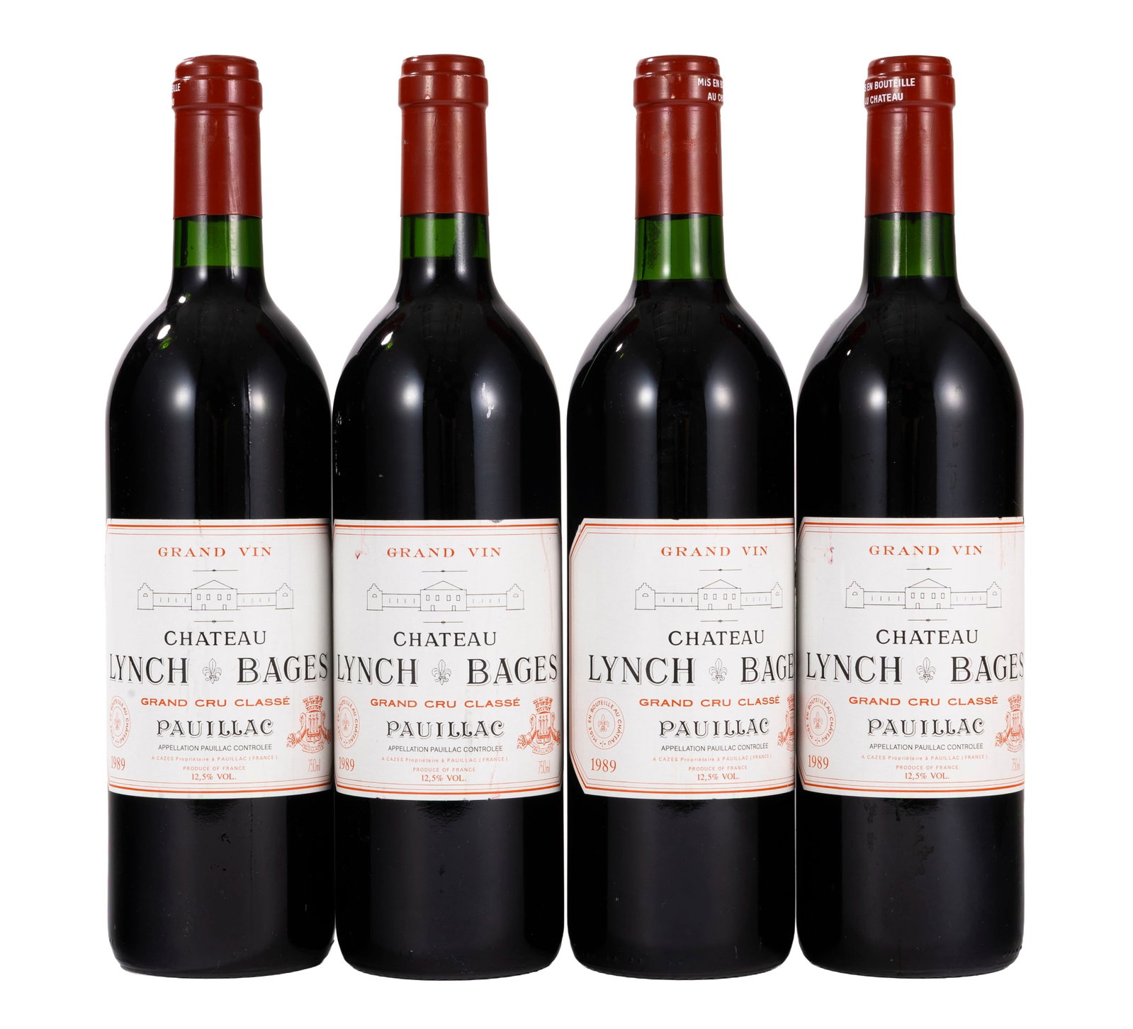 Ch. Lynch-Bages, 1989, Pauillac, 5ème grand cru classé, 4 bts: Ch. Lynch-Bages, 1989, Pauillac, 5ème grand cru classé, 4 bts Condition niveau bas goulot marques et accrocs sur les étiquettes