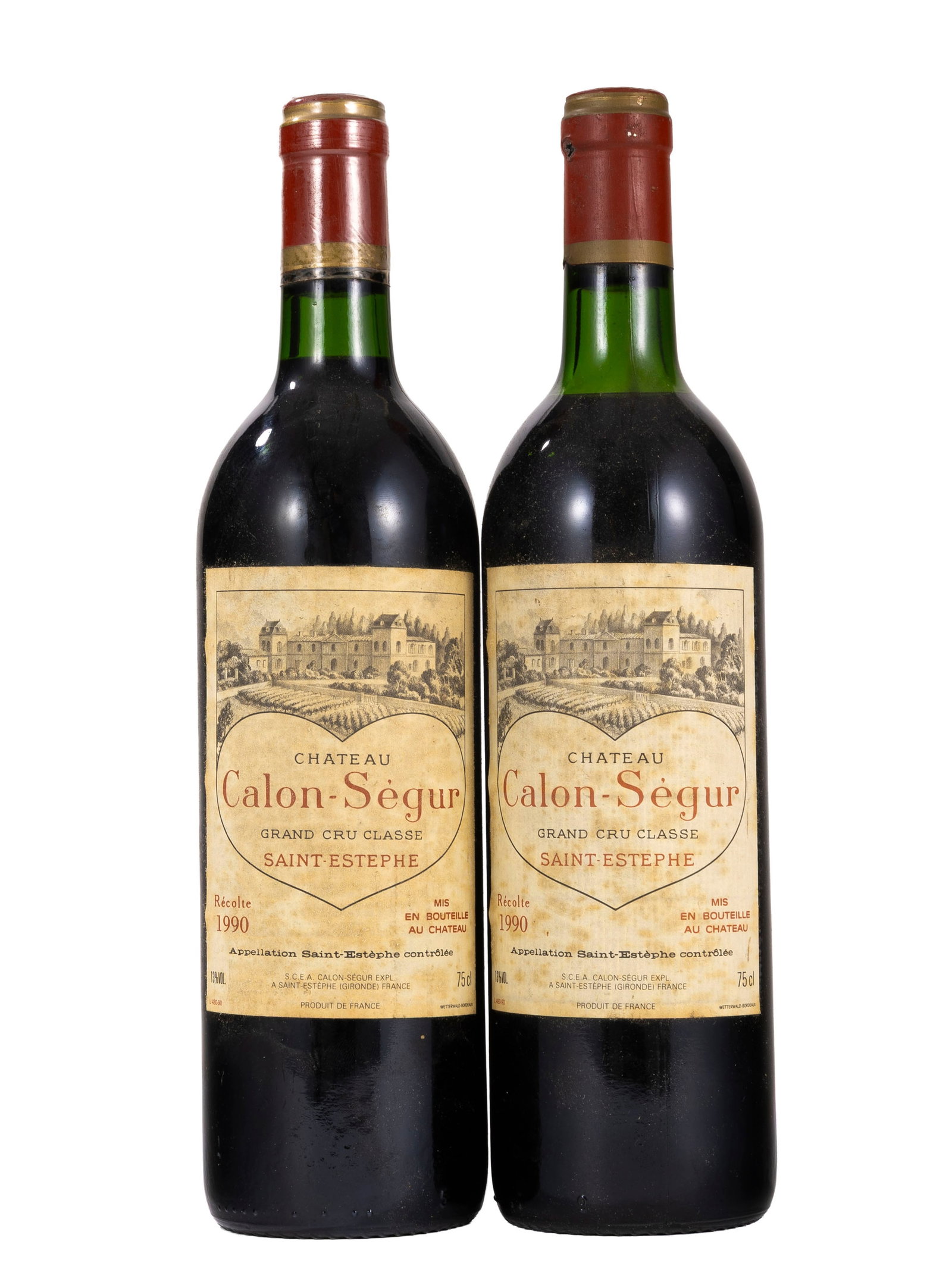 Ch. Calon Ségur, 1990, Saint-Estèphe, 3ème grand cru classé, 2 bts: Ch. Calon Ségur, 1990, Saint-Estèphe, 3ème grand cru classé, 2 bts Condition niveau très légèrement bas rousseurs sur les étiquettes