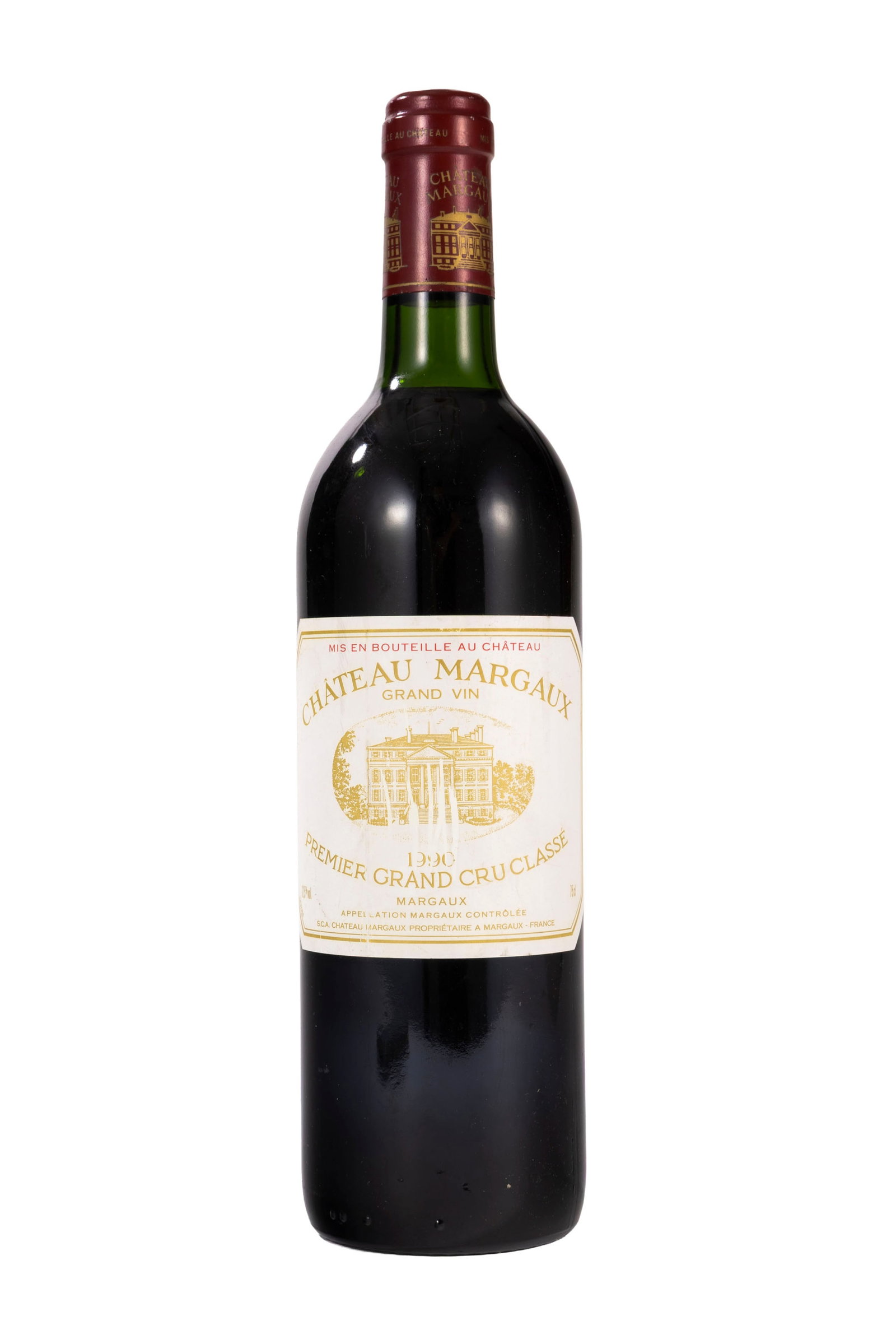 Ch. Margaux, 1990, Margaux, 1er grand cru classé, 1 bt.: Ch. Margaux, 1990, Margaux, 1er grand cru classé, 1 bt. Condition griffures sur l'étiquette niveau très légèrement bas